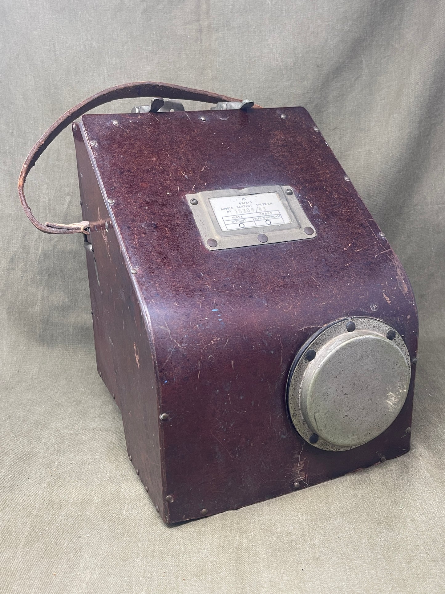 Royal Air Force Original British WWII RAF Bomber Bubble Sextant Mark IX in Bakelite Wall-mounted Case