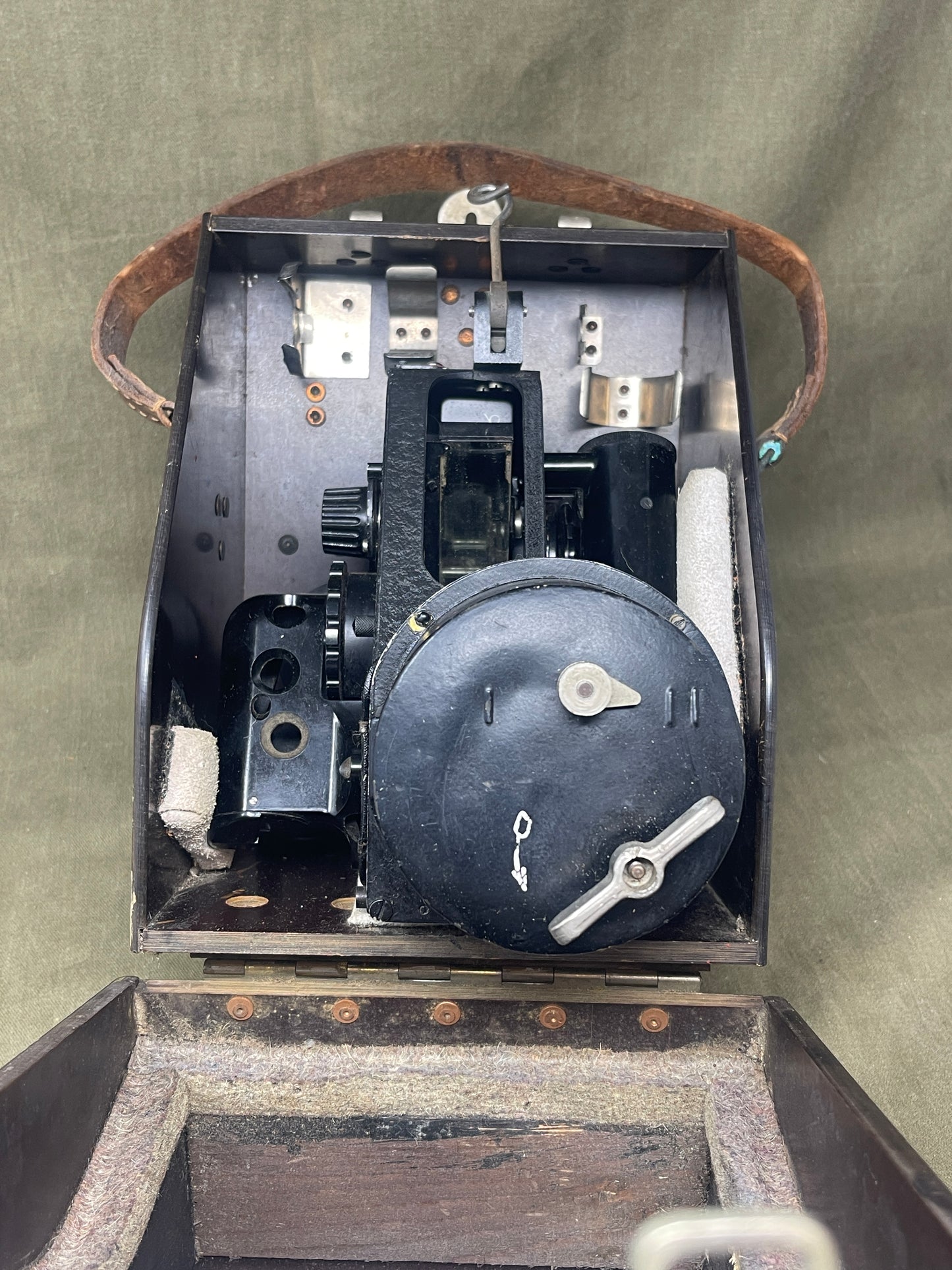 Royal Air Force Original British WWII RAF Bomber Bubble Sextant Mark IX in Bakelite Wall-mounted Case