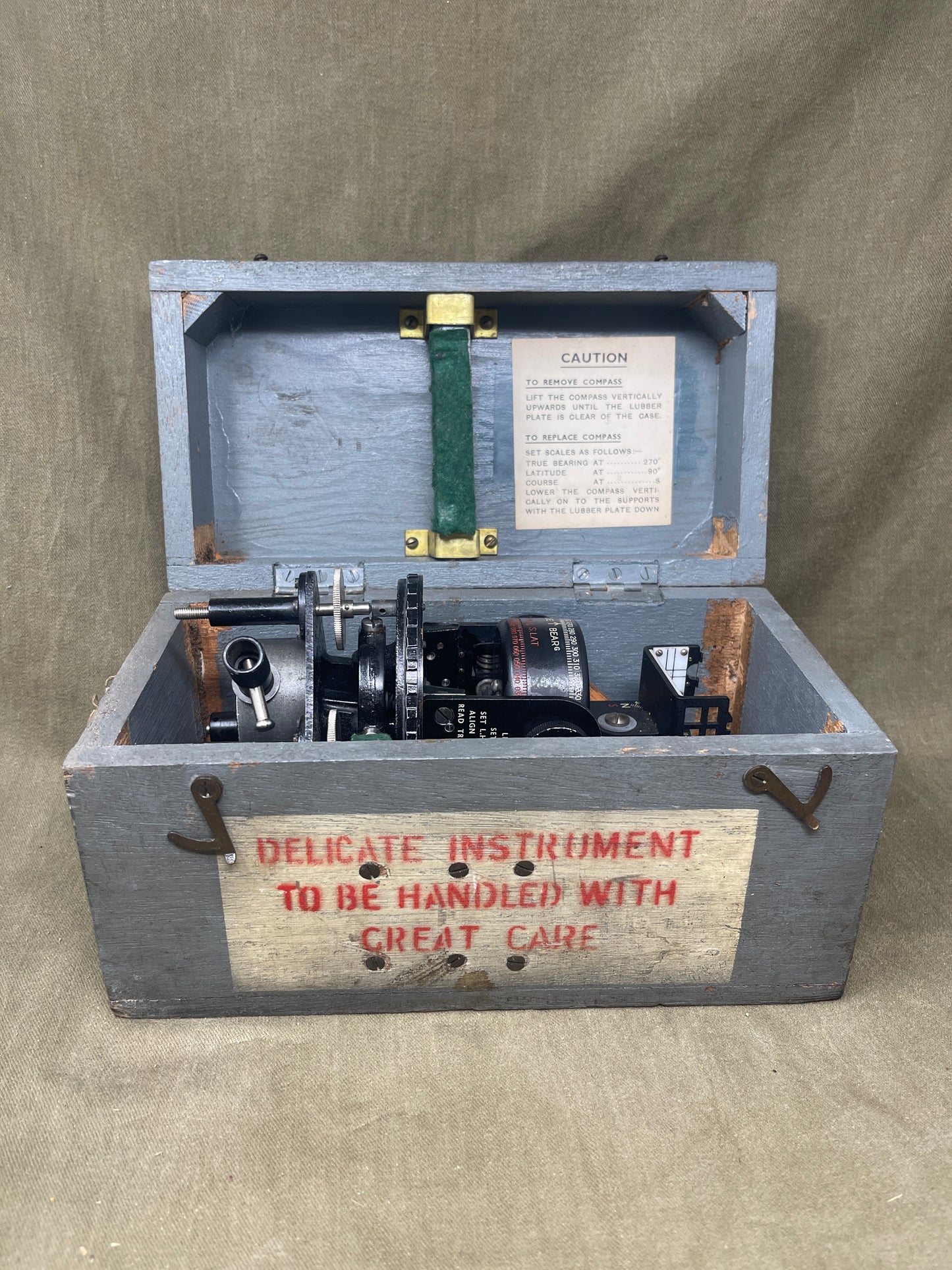 Royal Air Force Original British WWII RAF Bomber Bubble Sextant Mark IX in Bakelite Wall-mounted Case