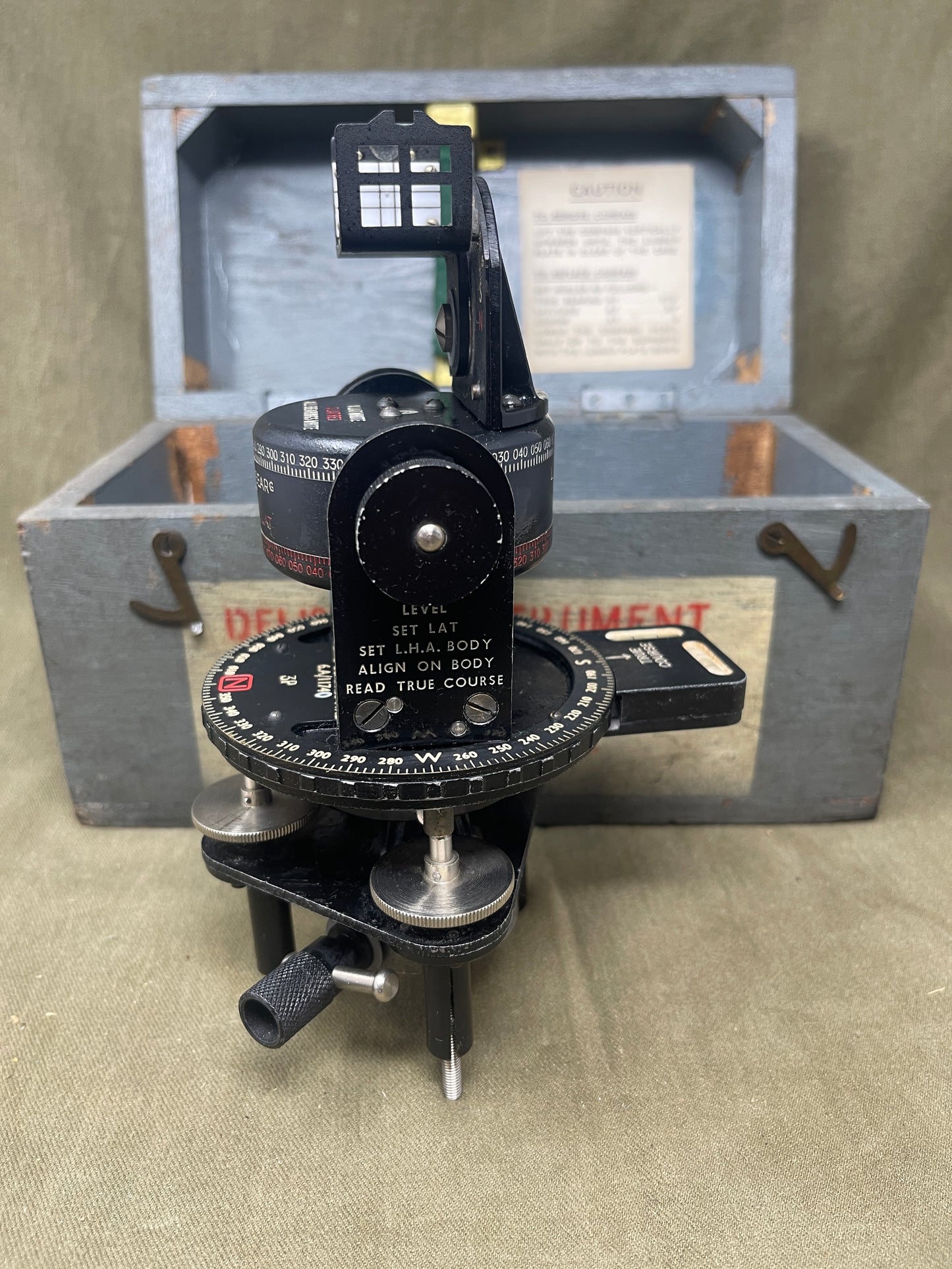 Royal Air Force Original British WWII RAF Bomber Bubble Sextant Mark IX in Bakelite Wall-mounted Case