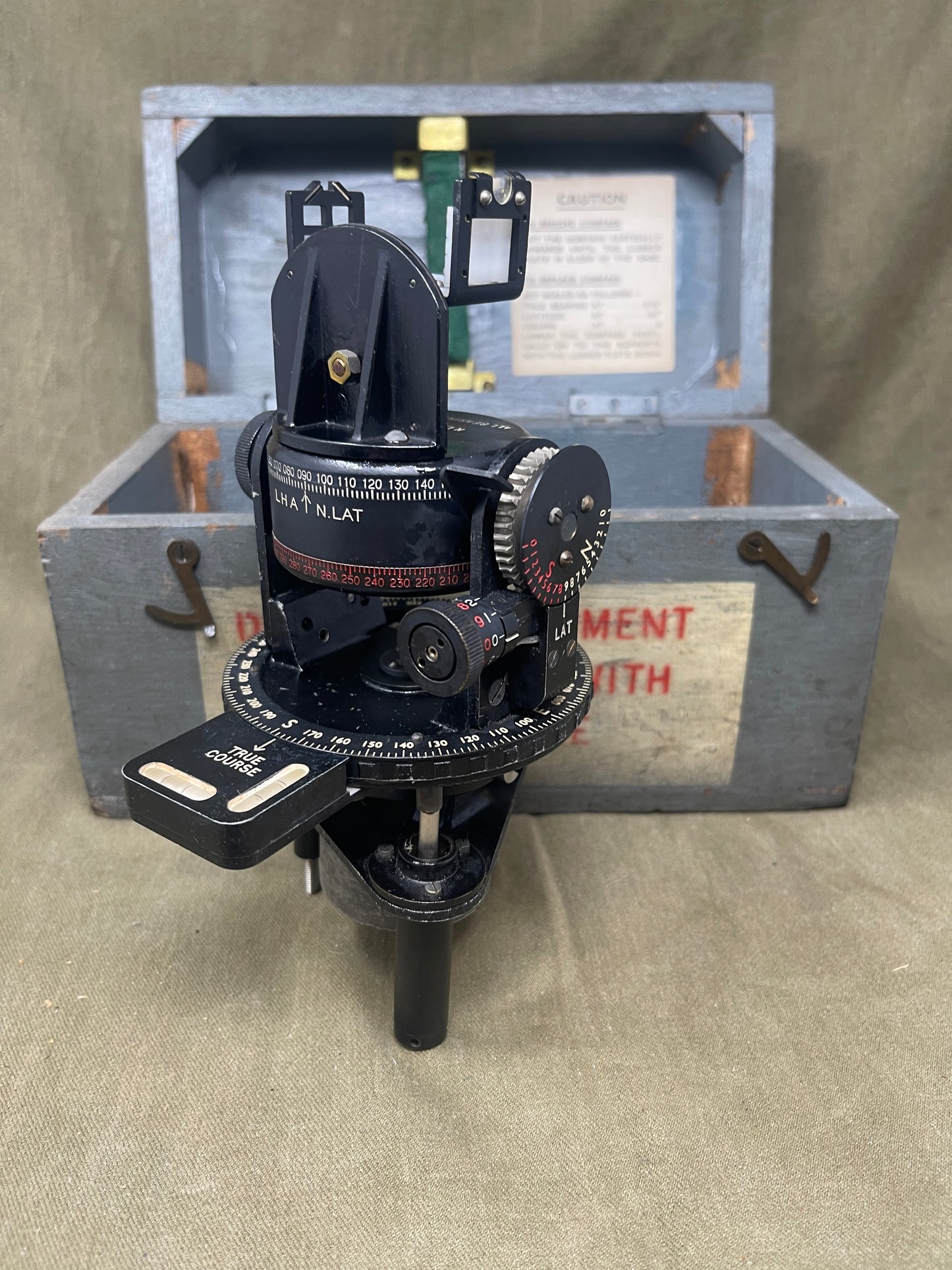 Royal Air Force Original British WWII RAF Bomber Bubble Sextant Mark IX in Bakelite Wall-mounted Case