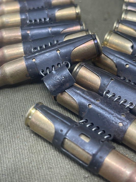 WWII Wehrmacht 50 x Inert 7.92mm MG34/MG42 Belt – Stamped, Belgian-Sourced, Rare Headstamps