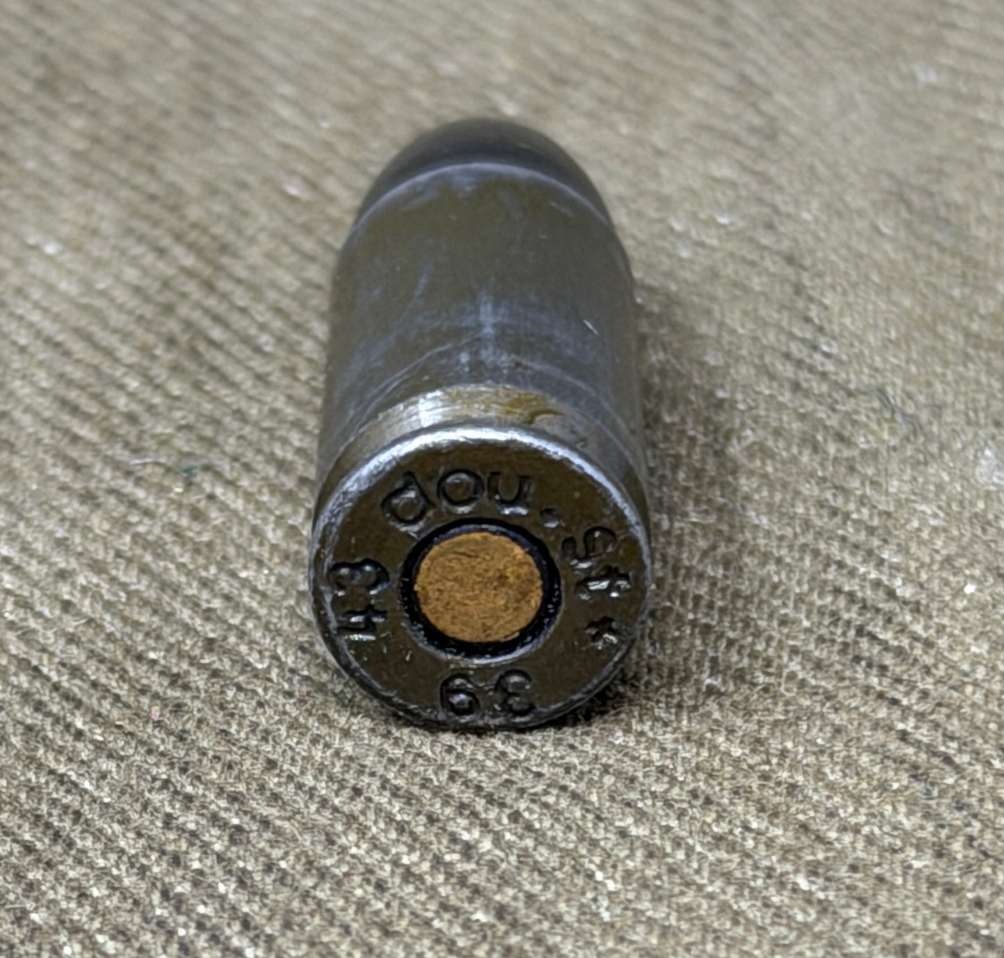 Original Inert WWII German 9mm Parabellum Cartridge – dou St 39 1943 – Waffenwerke Brünn