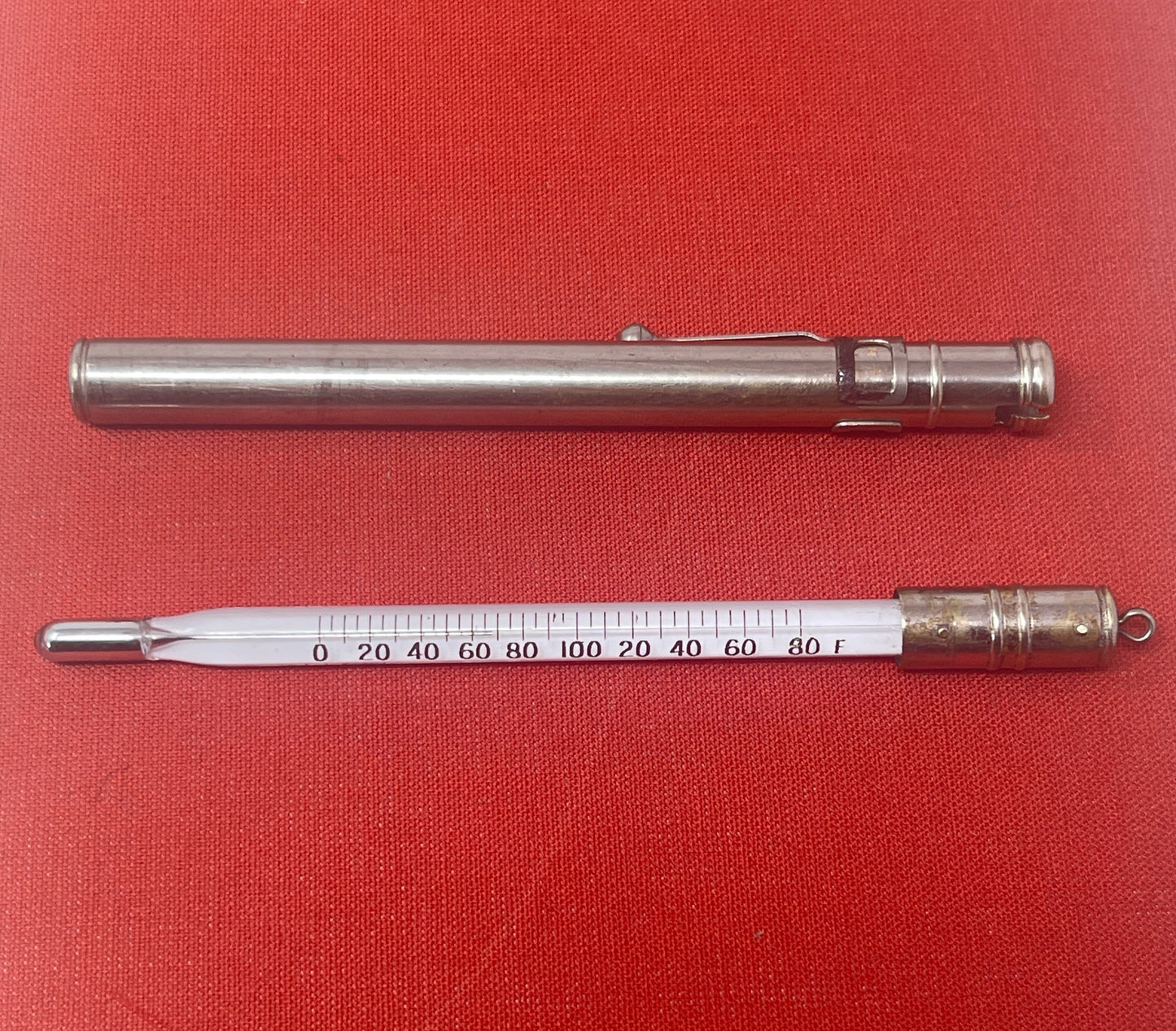 Vintage Thermometer in Aluminium Tube
