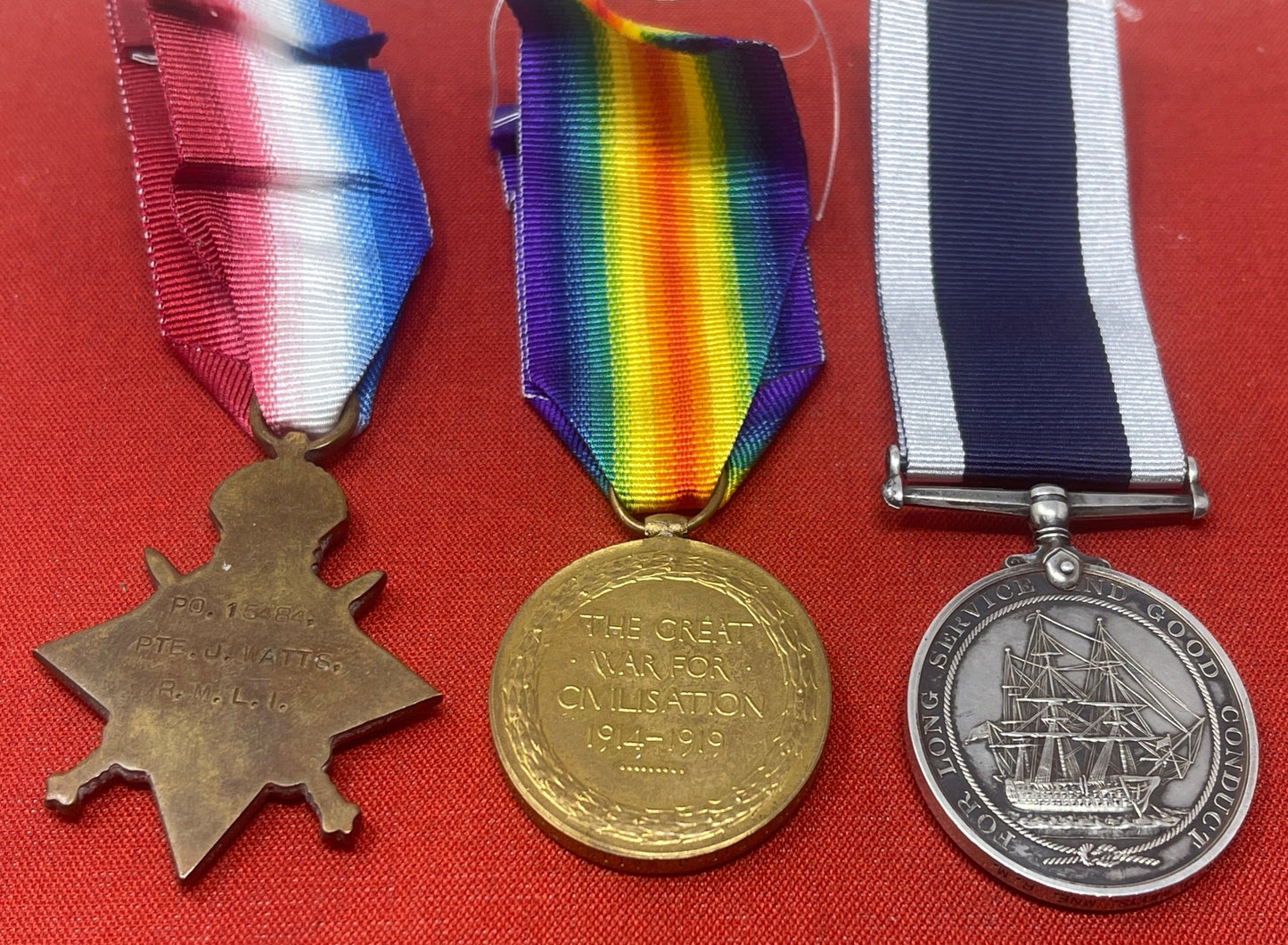 WW1 Trio RMLI British War Medal Victory Medal Royal Navy LSGC