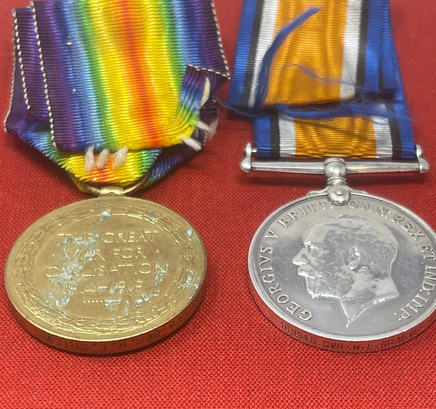 WW1 Pair RA British War Medal Victory Medal