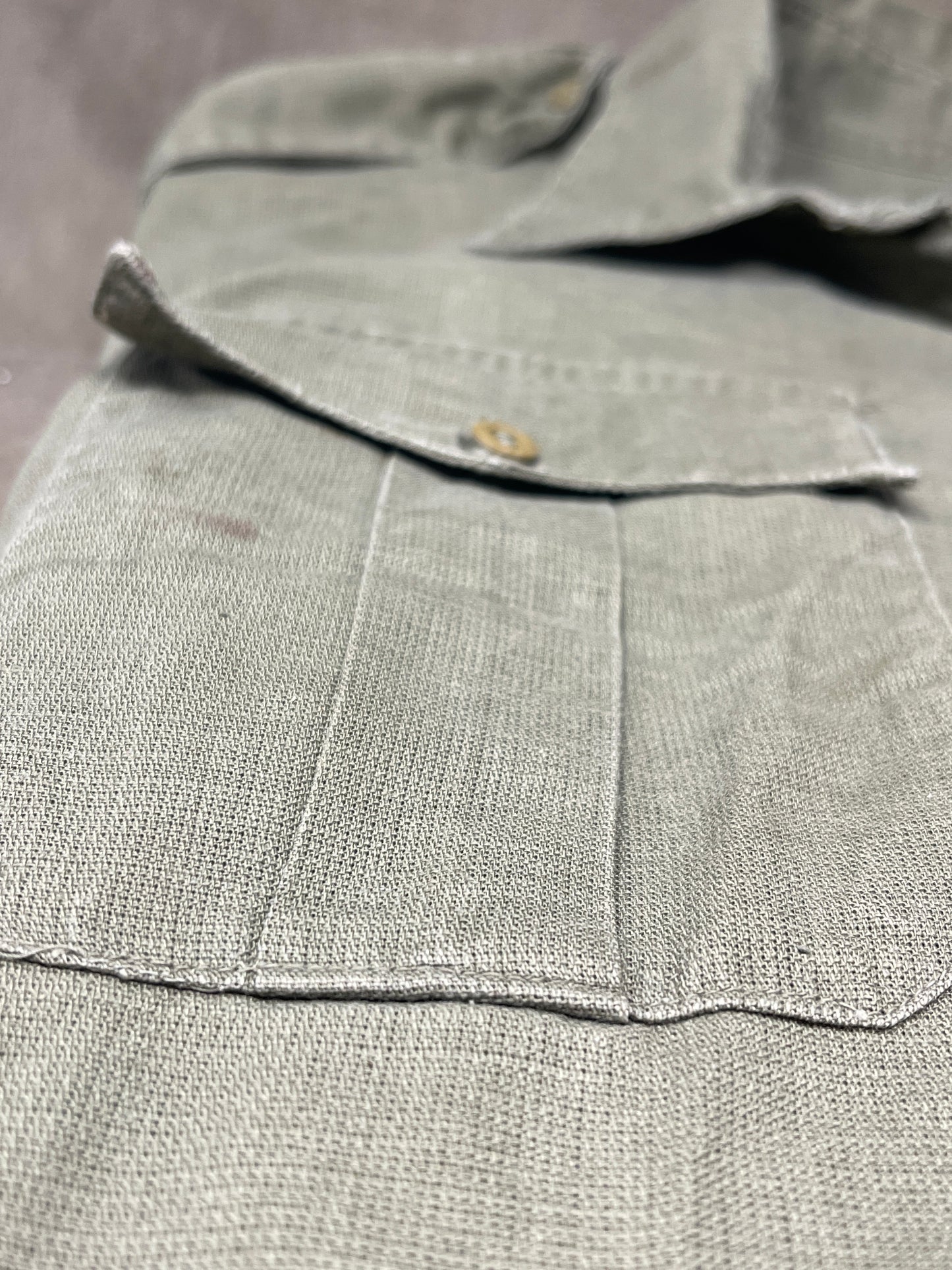 British Olive Airtex Shirt. dated 1966 G.K & Co Ltd 17.5" Neck