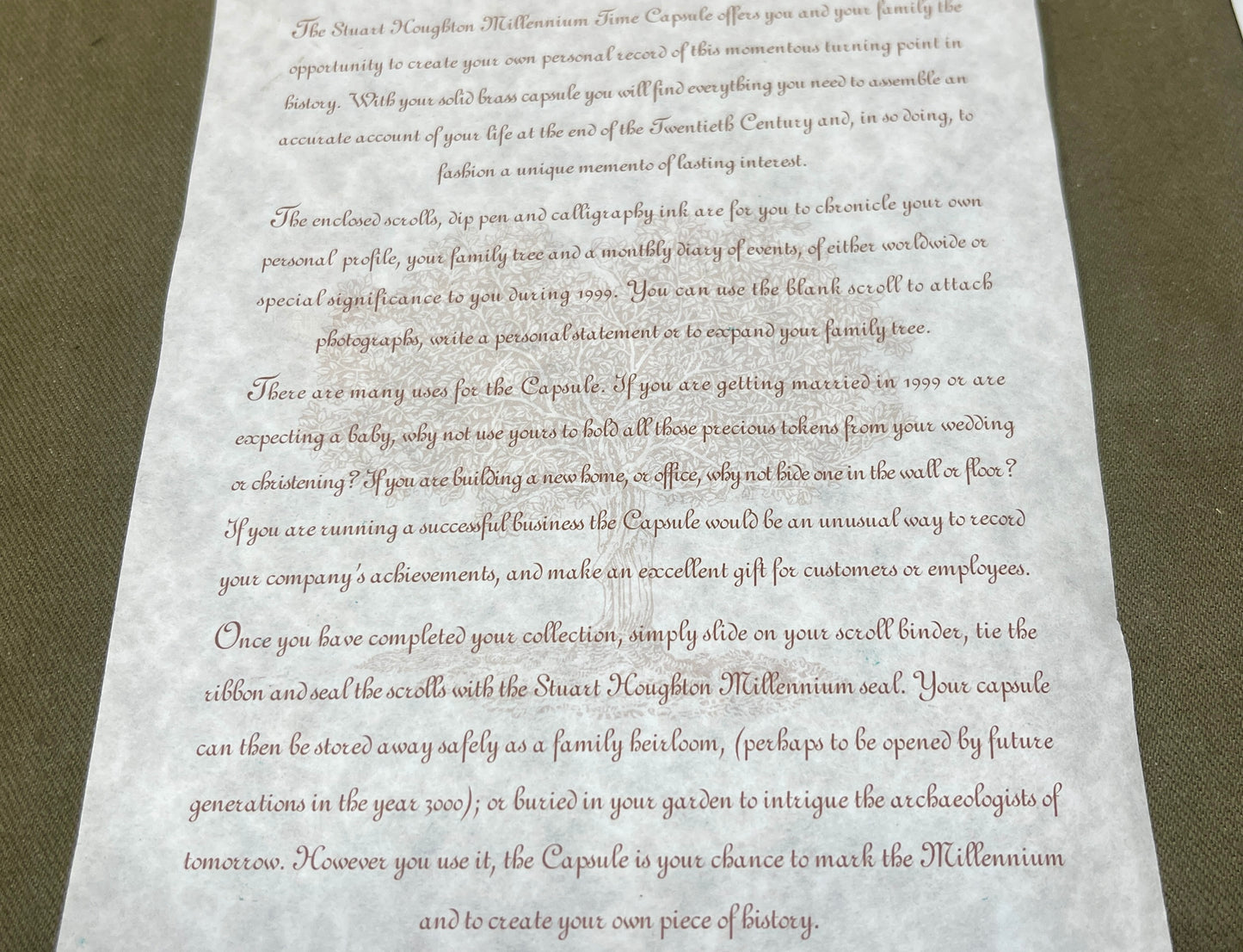 Stuart Houghton The Millenium Time Capsule Solid Brass Calligraphy Set 2000