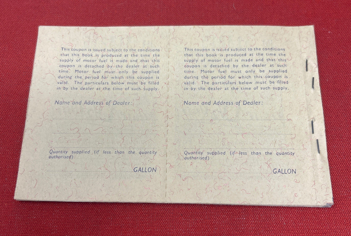 Motor Fuel Ration Book for Motor Cycle not exceeding 250CC