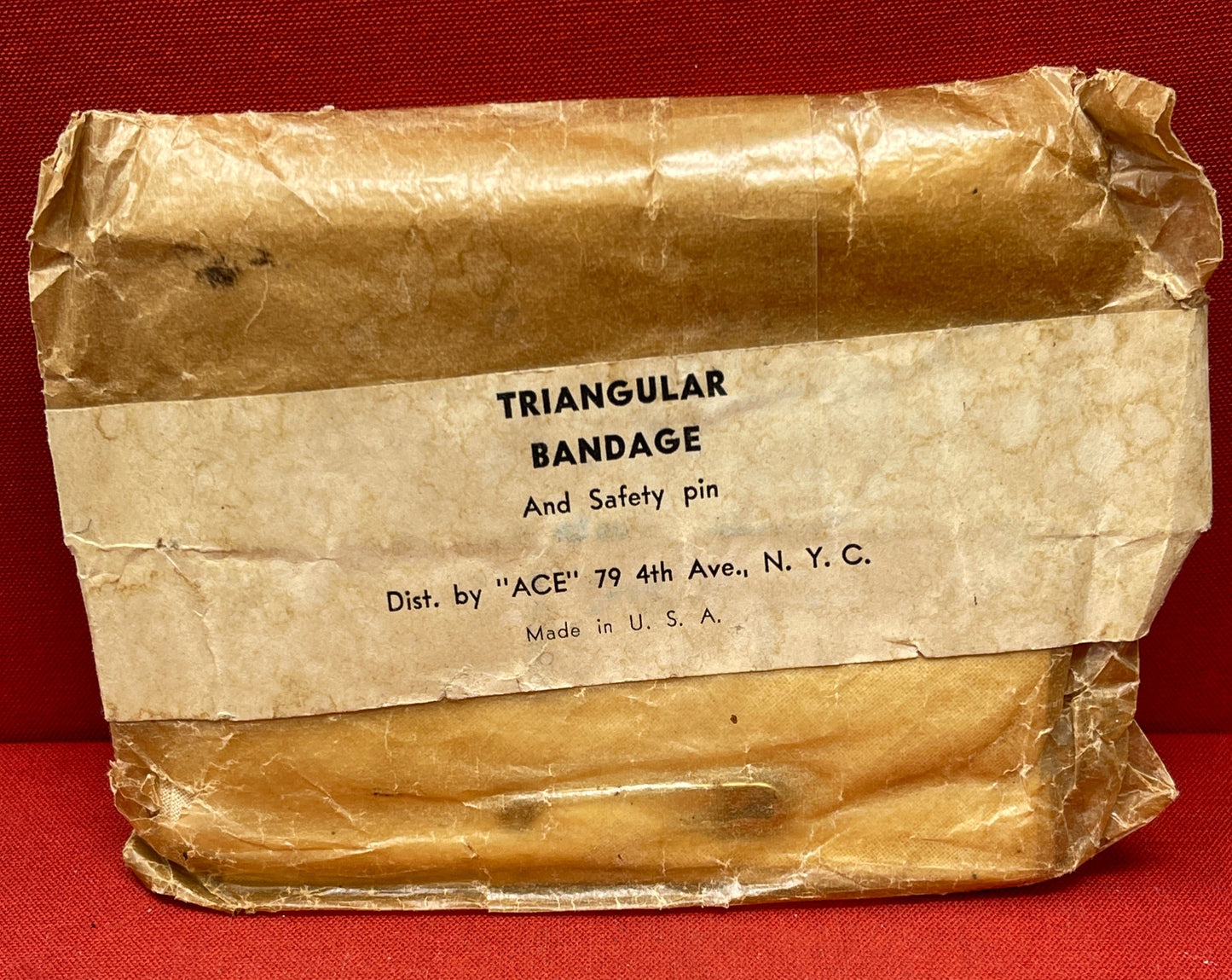 US Triangular Bandage Dist by "ACE" 79 4th Ave. N.Y.C made in U.S.A