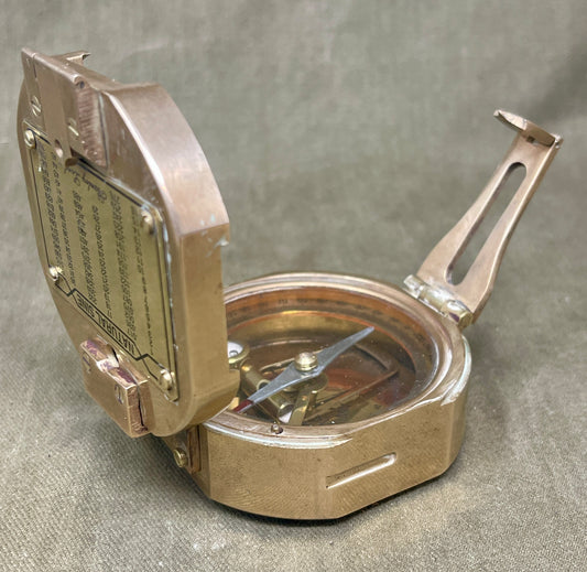 Stanley London Solid Brass Brunton Compass – Nautical Sine Model