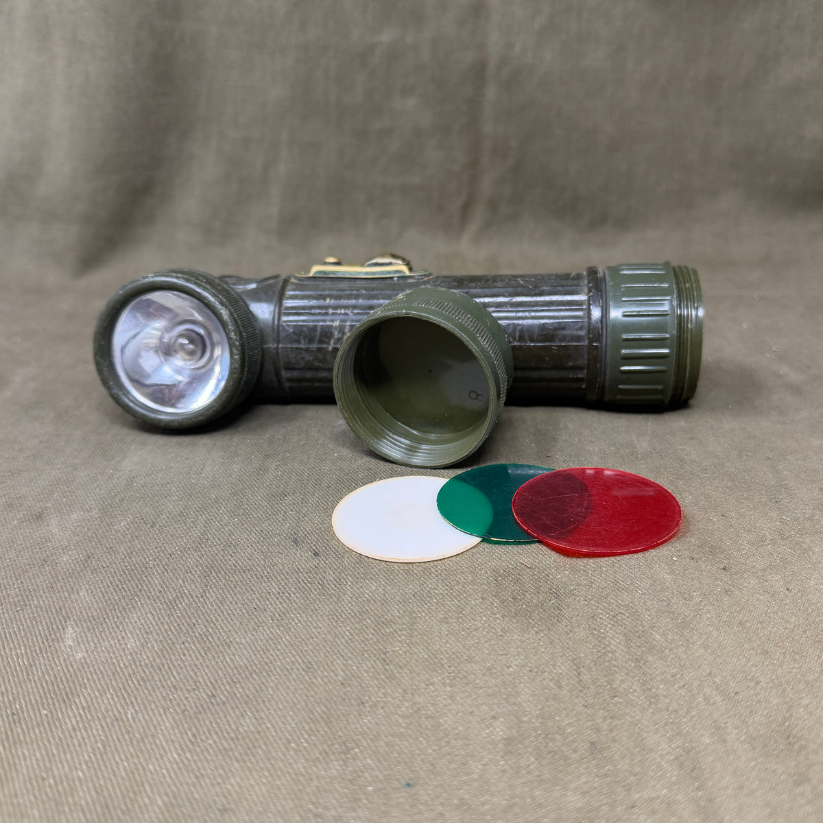 Original British Army Right Angle Torch with Filters – This has seen service !!