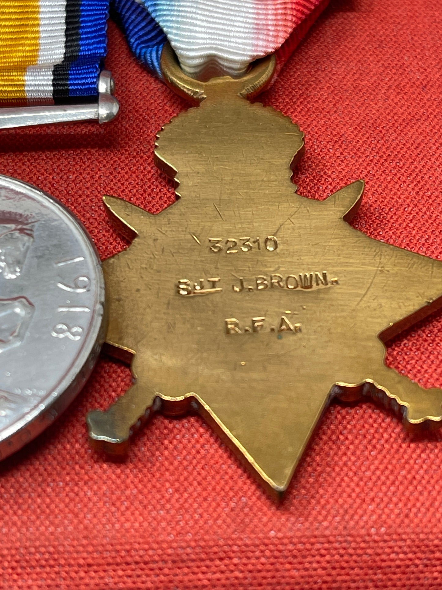32310 Sjt J Brown R.F.A WW1 Trio, LSGC, MSM