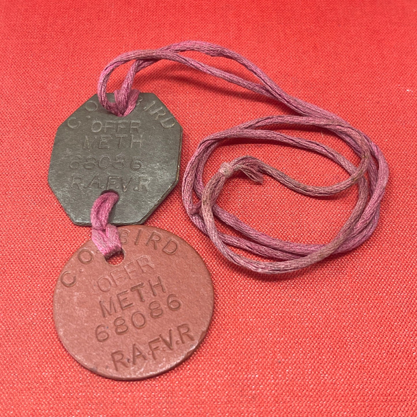 Identity Discs 68086 Flying Officer Clarence Oscar Bird