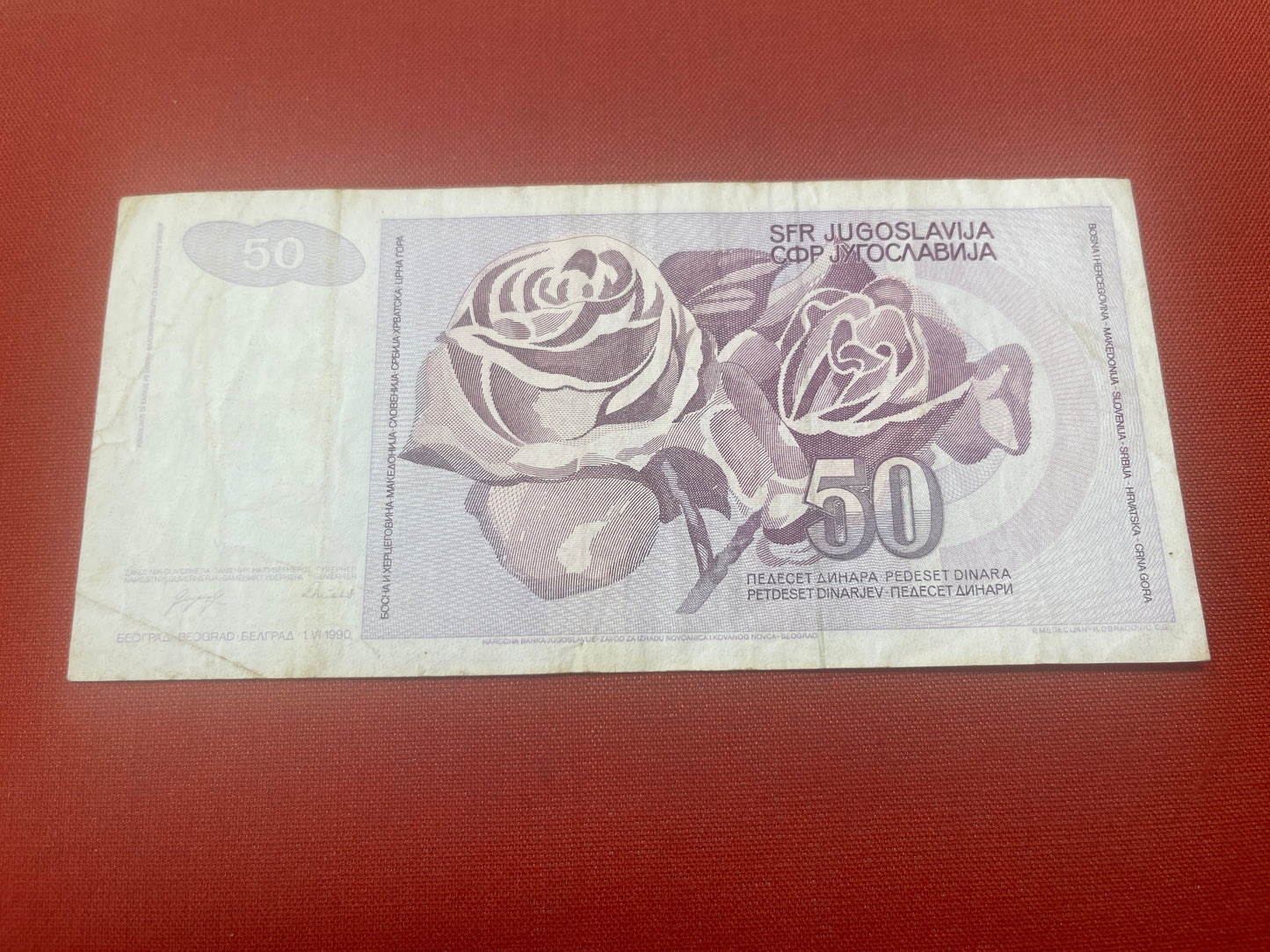 Socialist Republic of Yugoslavia 1963 - 1992 50 Dinara Banknote Serial AO9923033