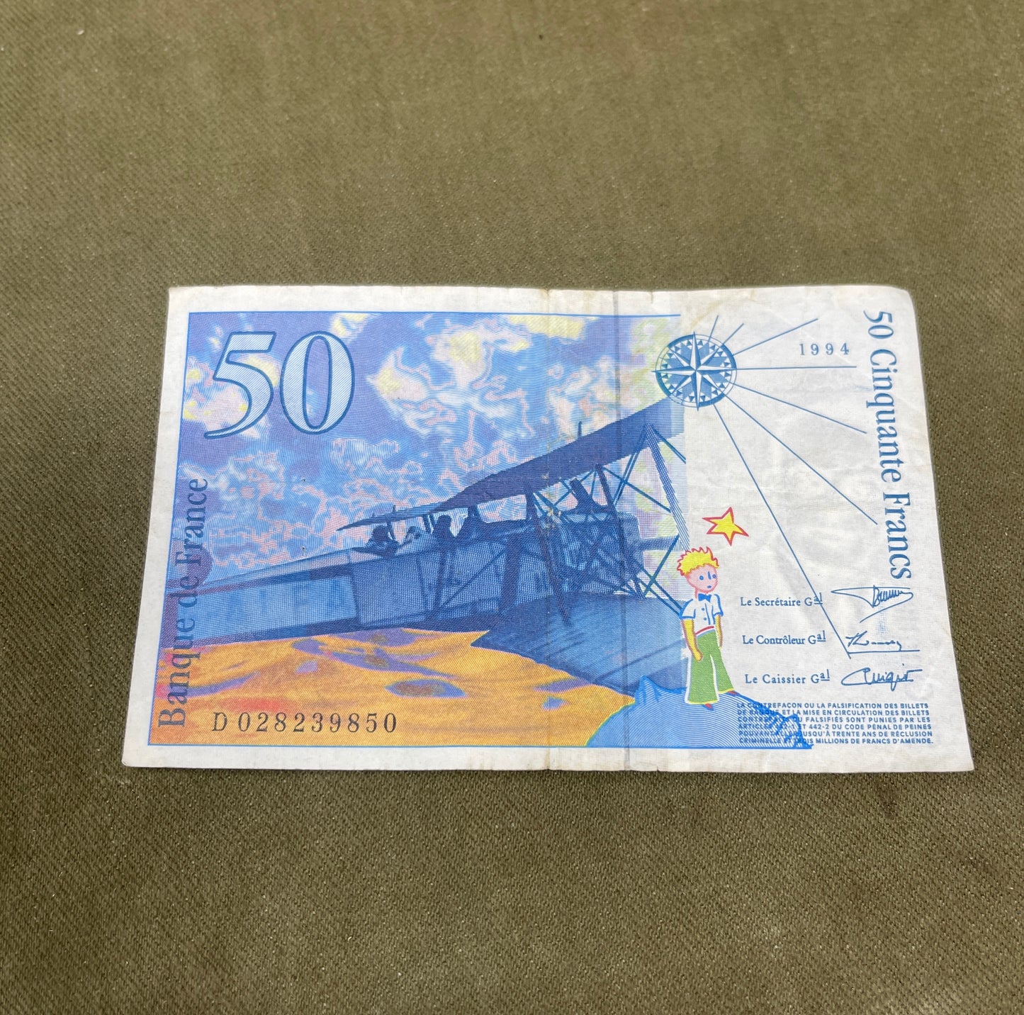 Vintage French 50 Franc Banknote