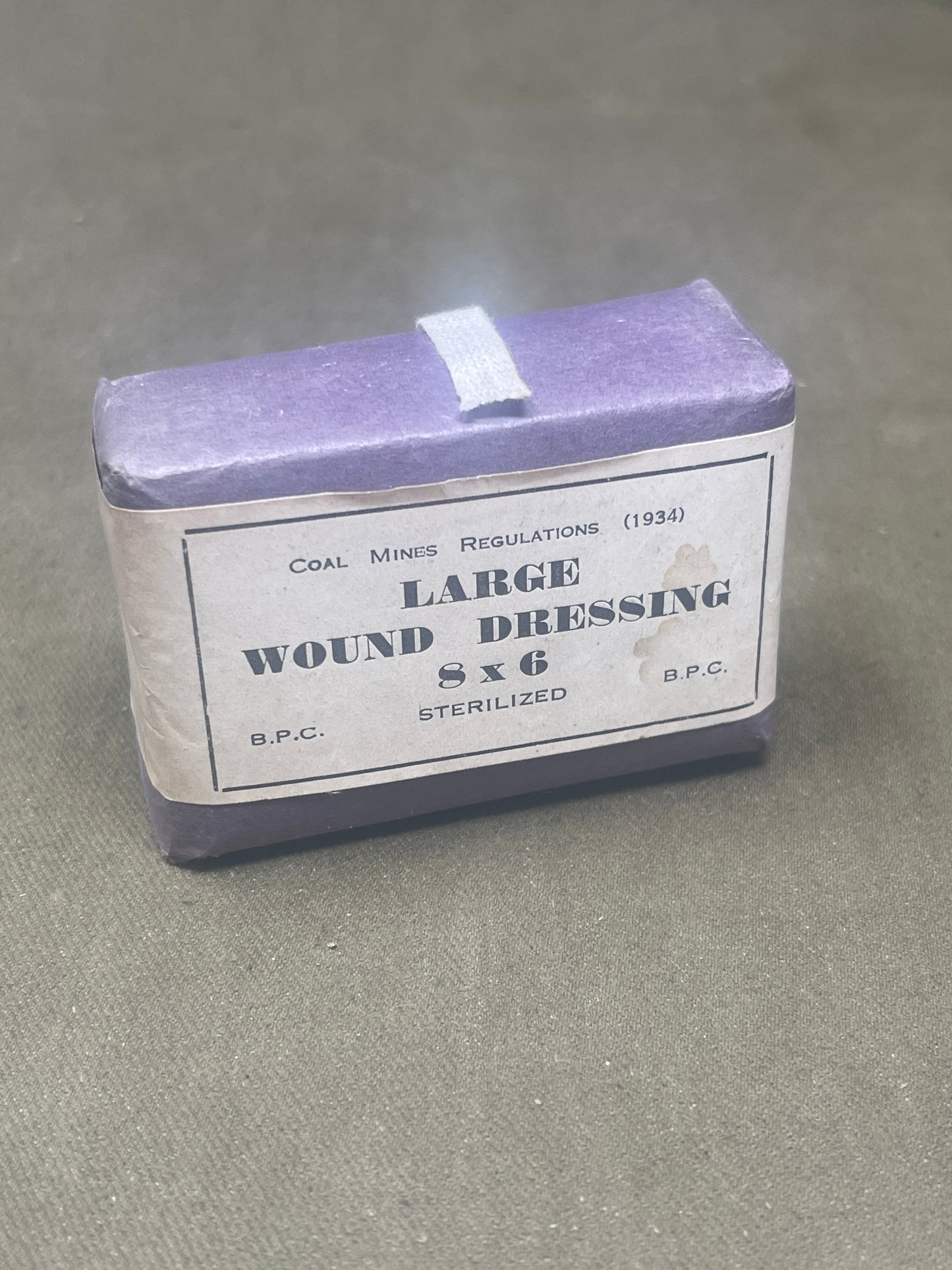 WW2 1930s British Home Front ARP Large First Aid Dressing Mines Type