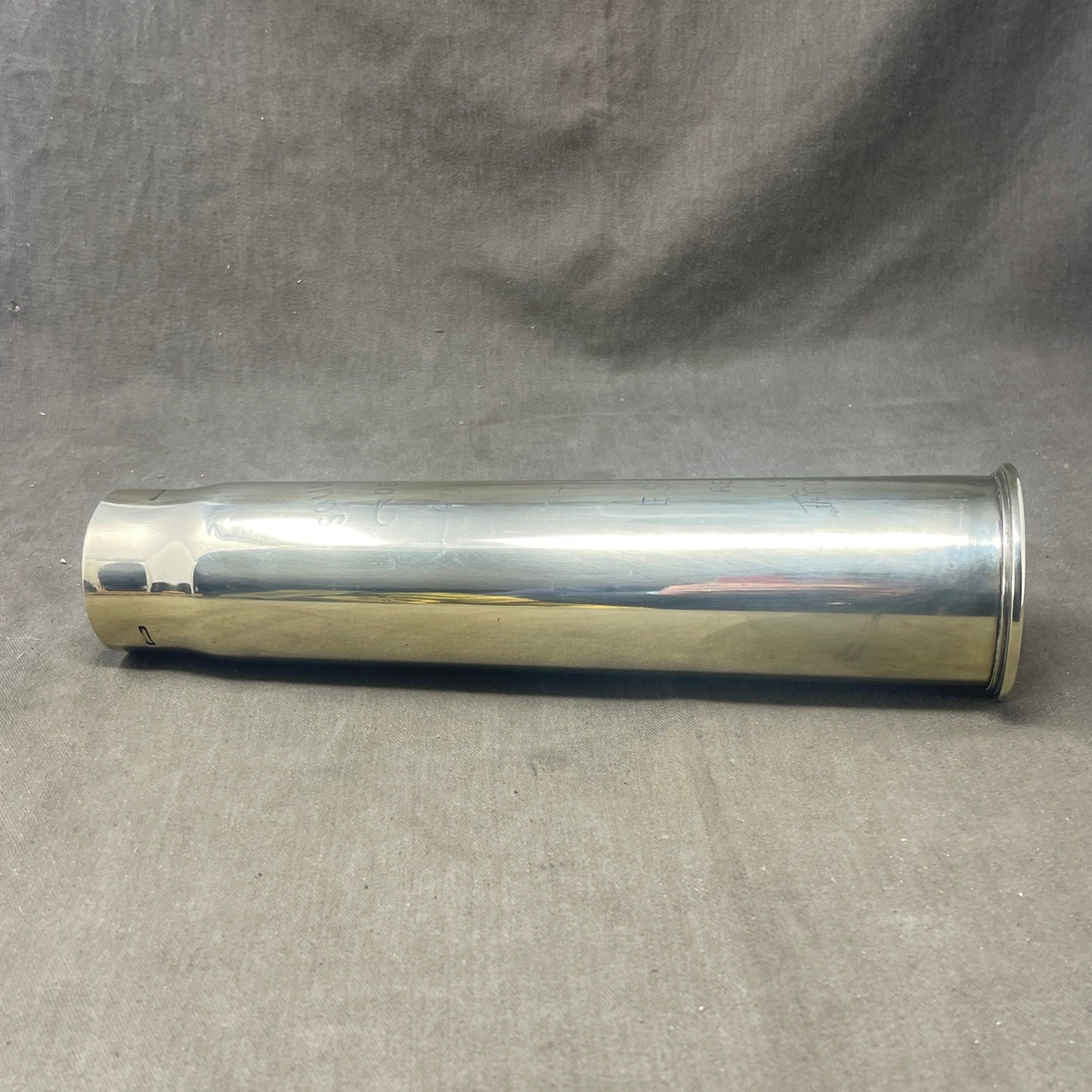 British 6Pdr MKIII Brass Shell Case Dated 1917 Made By Kynoch and engraved with the Essex Regiments badge