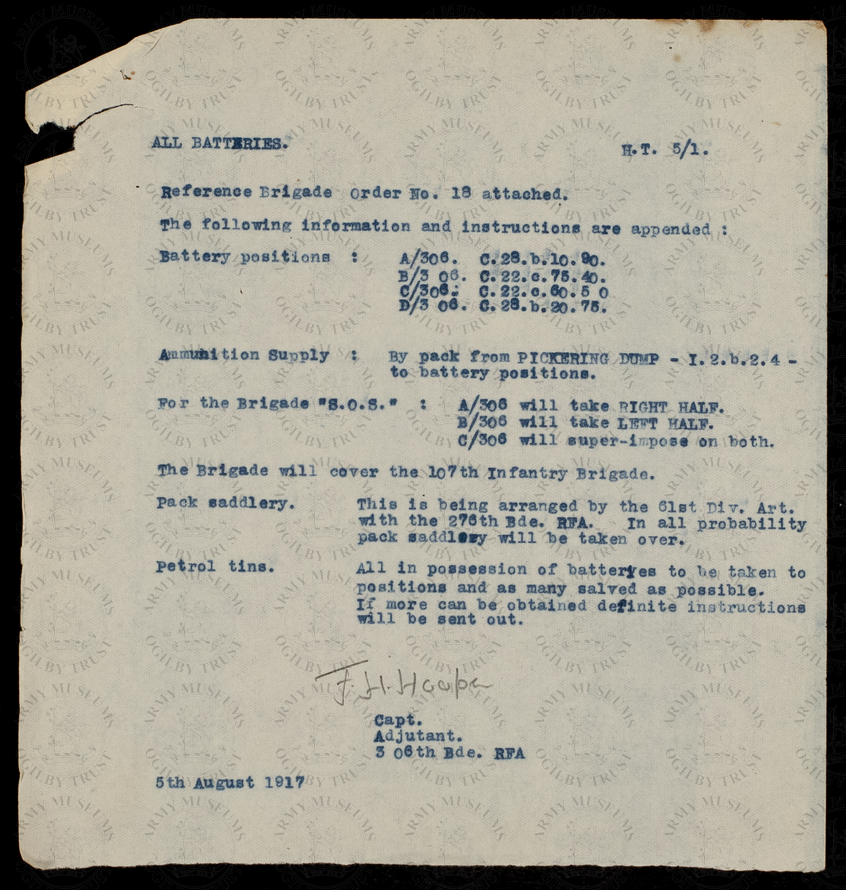 Military Medal citation war diary