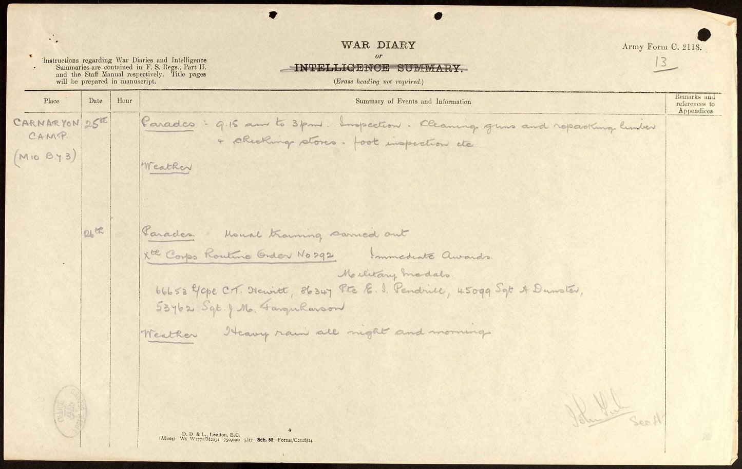 Great War MM Group 45099 Sgt A Dunster 228th Company MGC