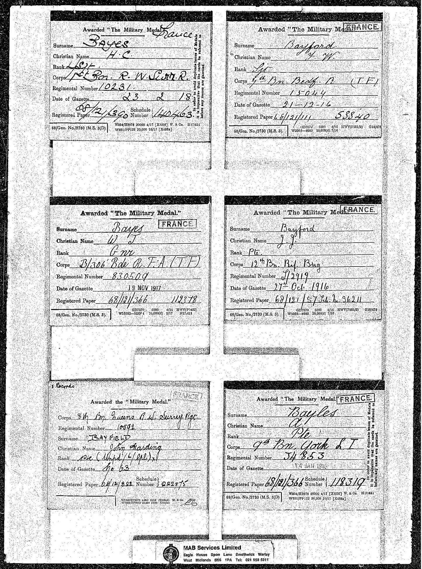 MM award card