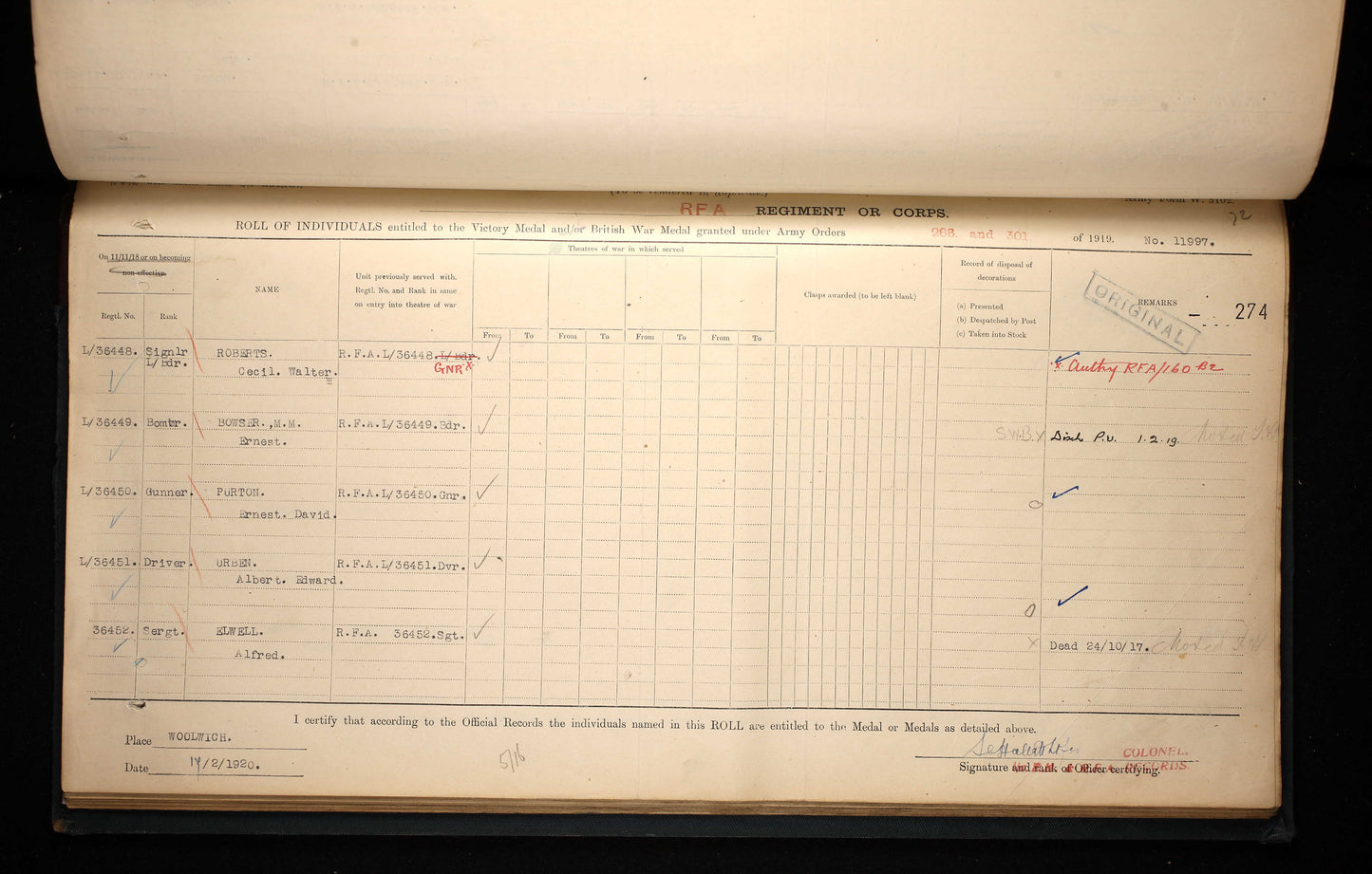 A Great War MM Group 36449 Bmdr E Bowser 189 Brigade RFA