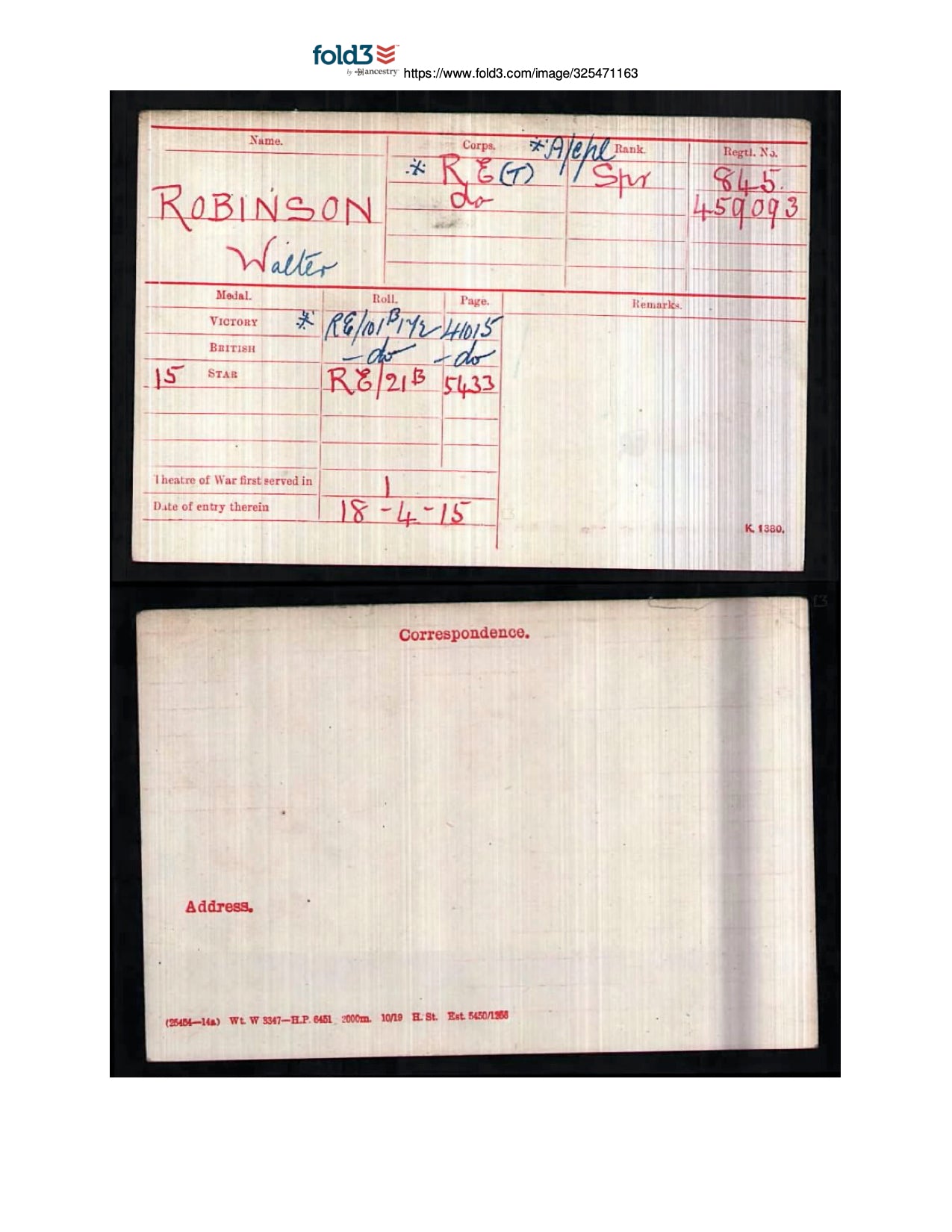 ww1 medal card