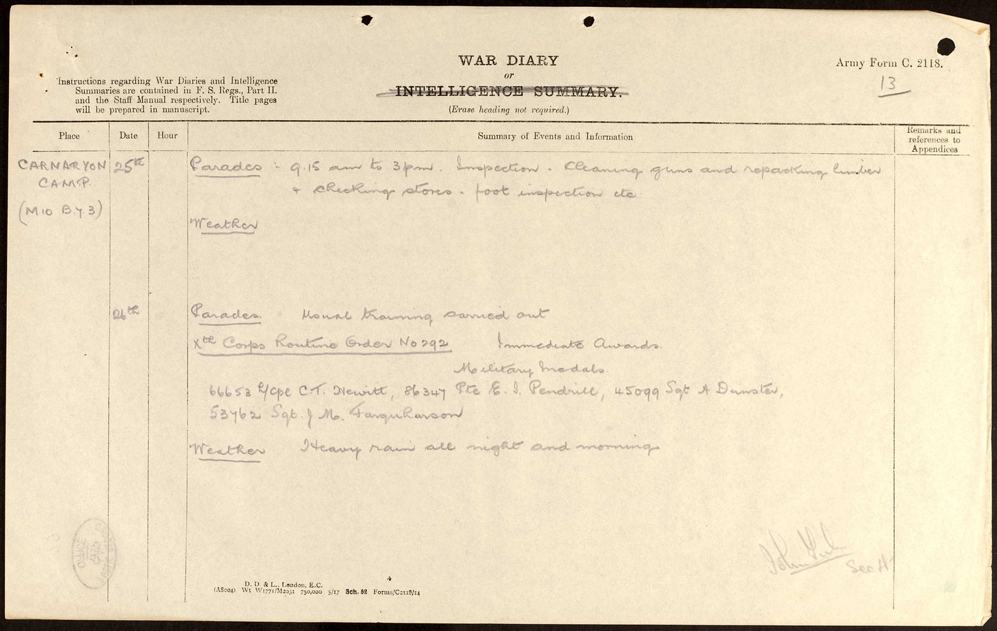 Great War MM Group 45099 Sgt A Dunster 228th Company MGC