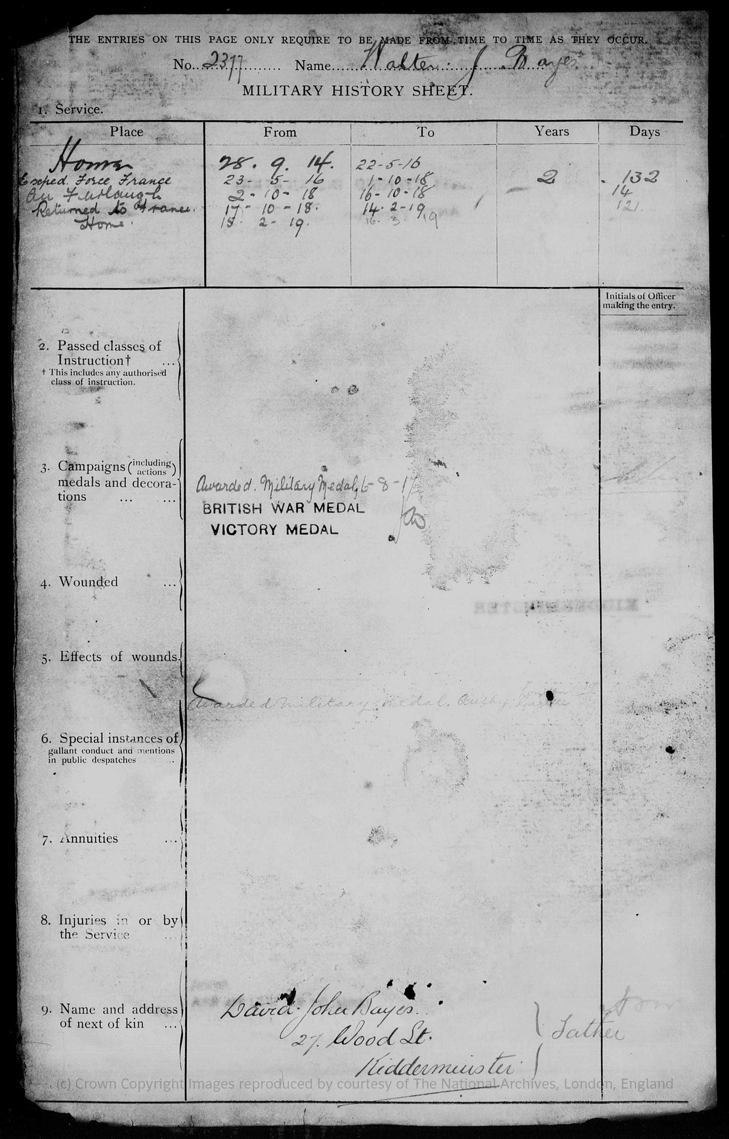 ww1 soldiers service record