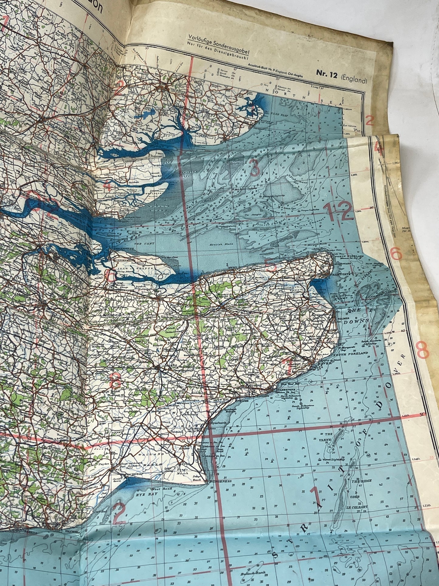 Luftwaffe Pilots Map of the South East of England