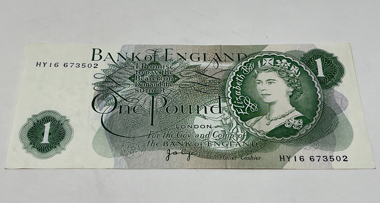 Bank Of England £1 Banknote - Cashier Page Fast & Secure UK Shipping
