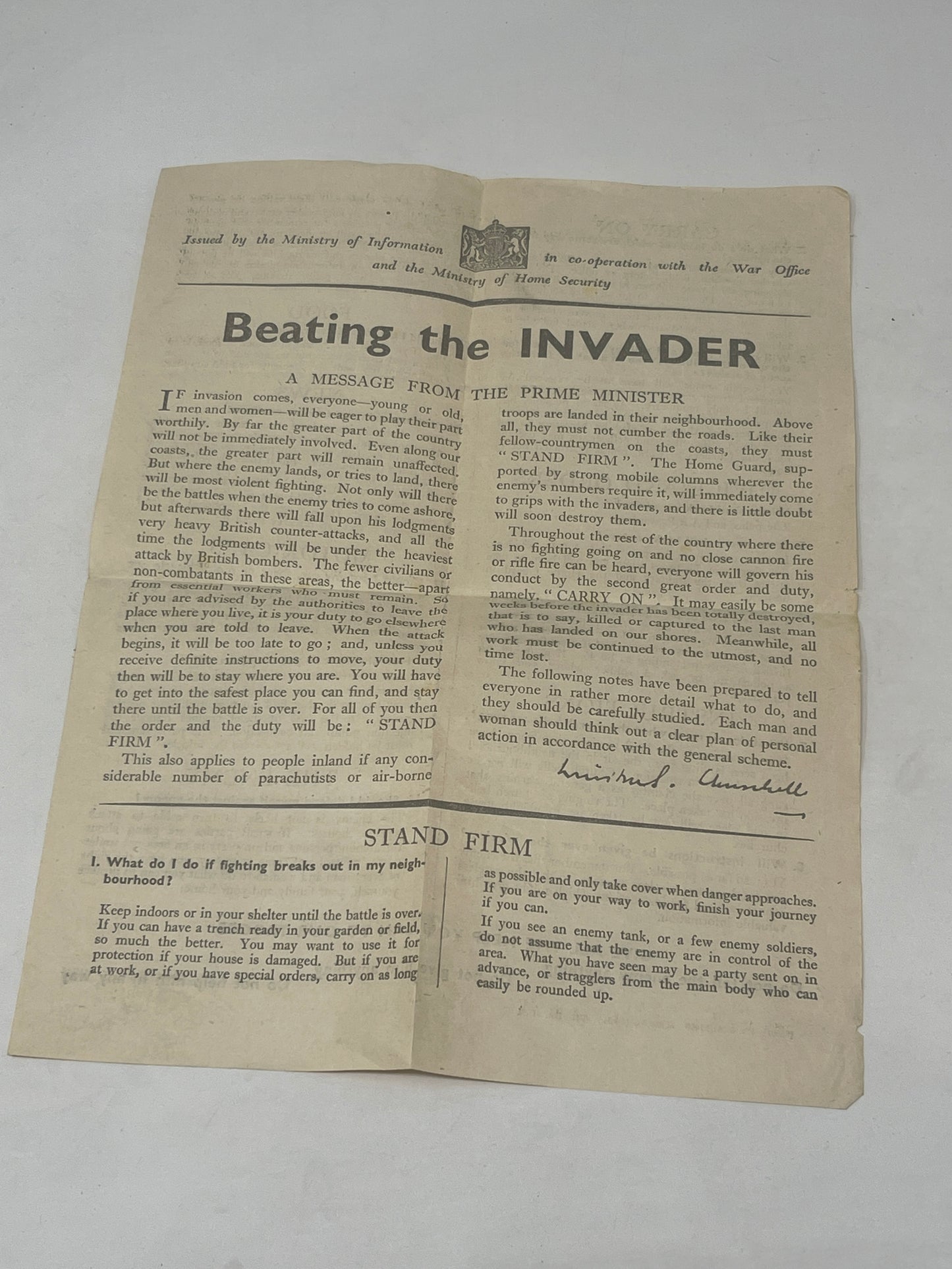 Beating The Invader A Message From The Prime minister