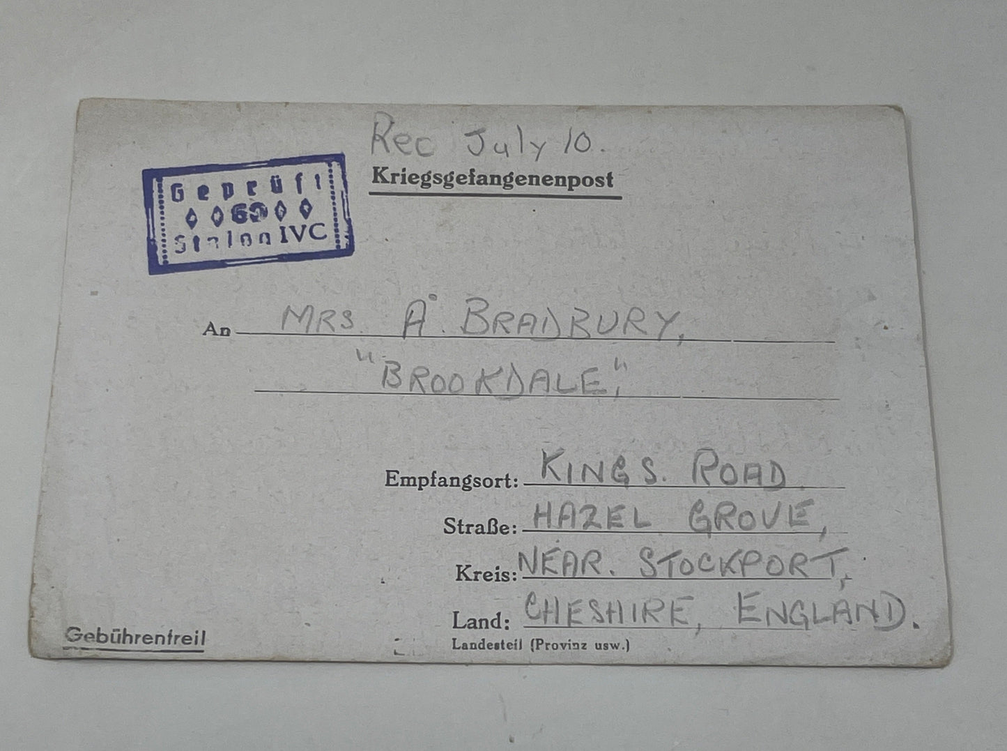 POW Letter, Photos, Birth Certificate relating to N Bradbury Grenadier Guards
