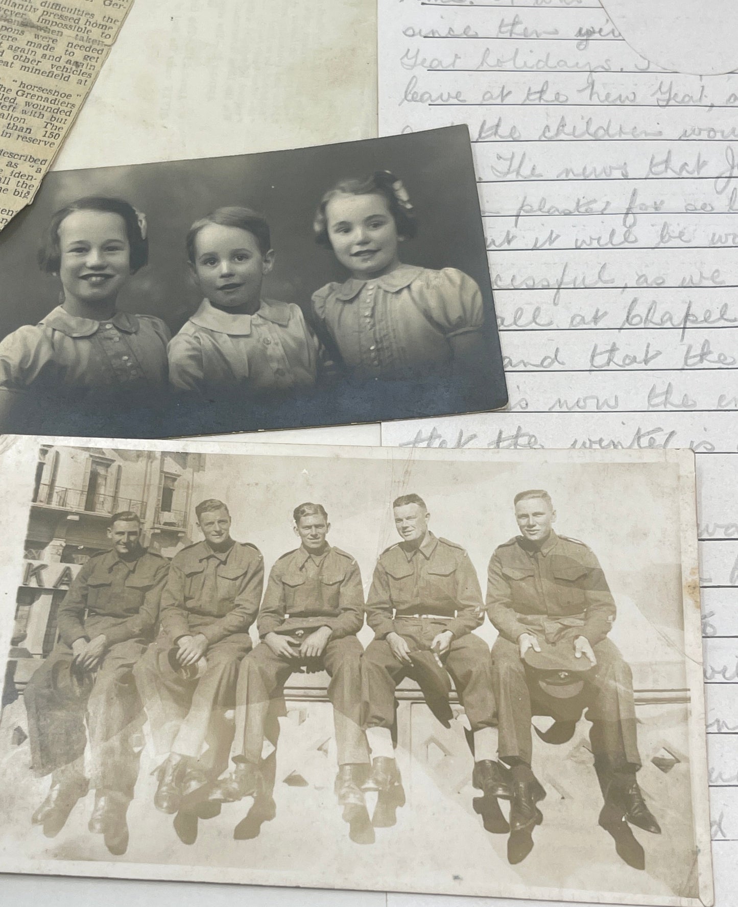 POW Letter, Photos, Birth Certificate relating to N Bradbury Grenadier Guards