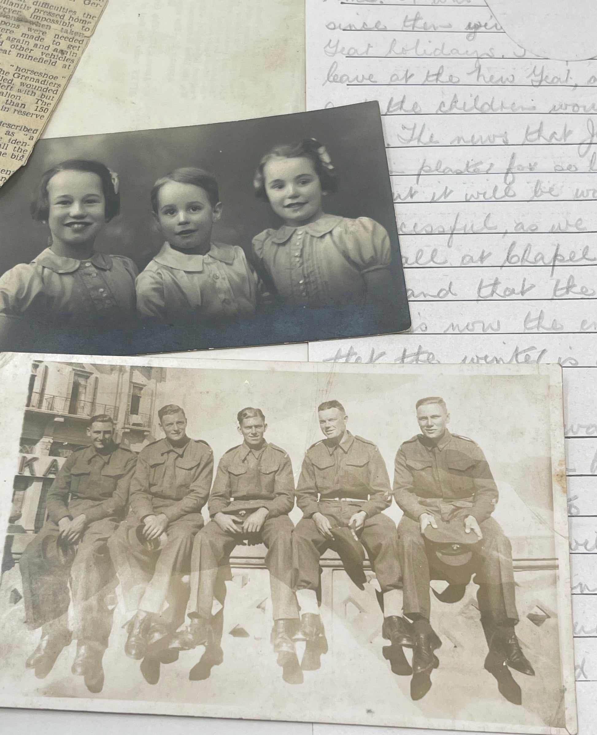 POW Letter, Photos, Birth Certificate relating to N Bradbury Grenadier Guards