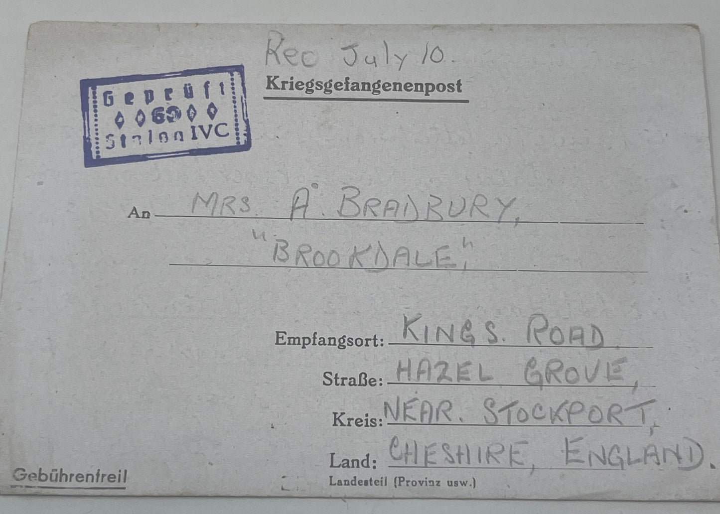POW Letter, Photos, Birth Certificate relating to N Bradbury Grenadier Guards