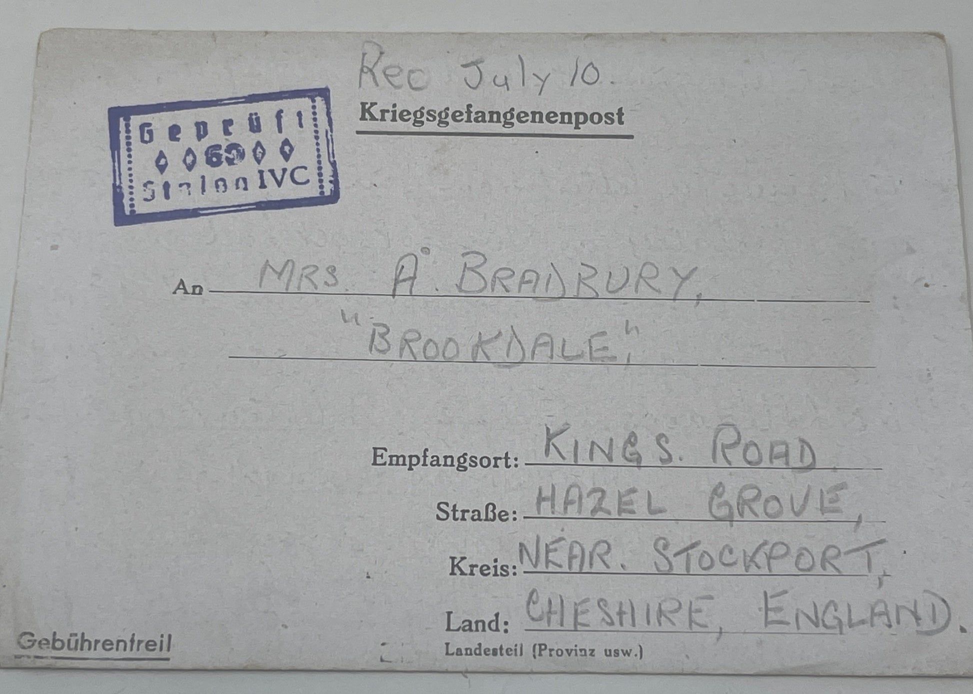POW Letter, Photos, Birth Certificate relating to N Bradbury Grenadier Guards