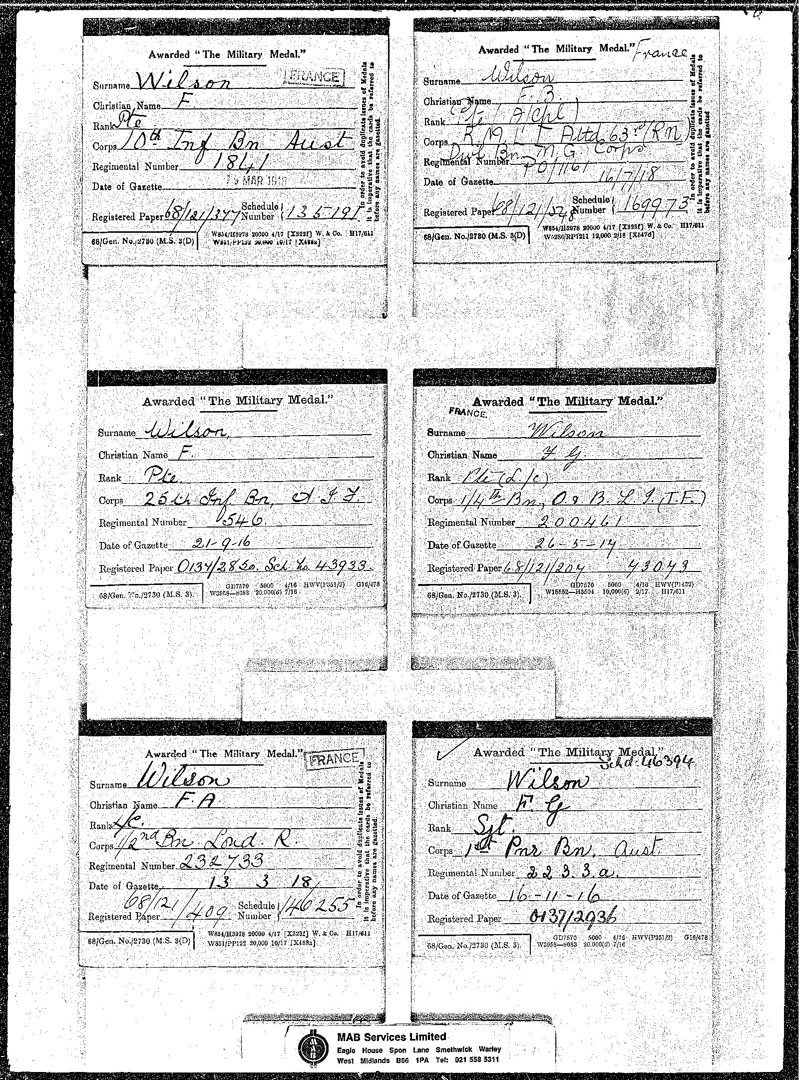 A Great War MM Group 232733 LCpl F A Wilson 1/2 Lond R