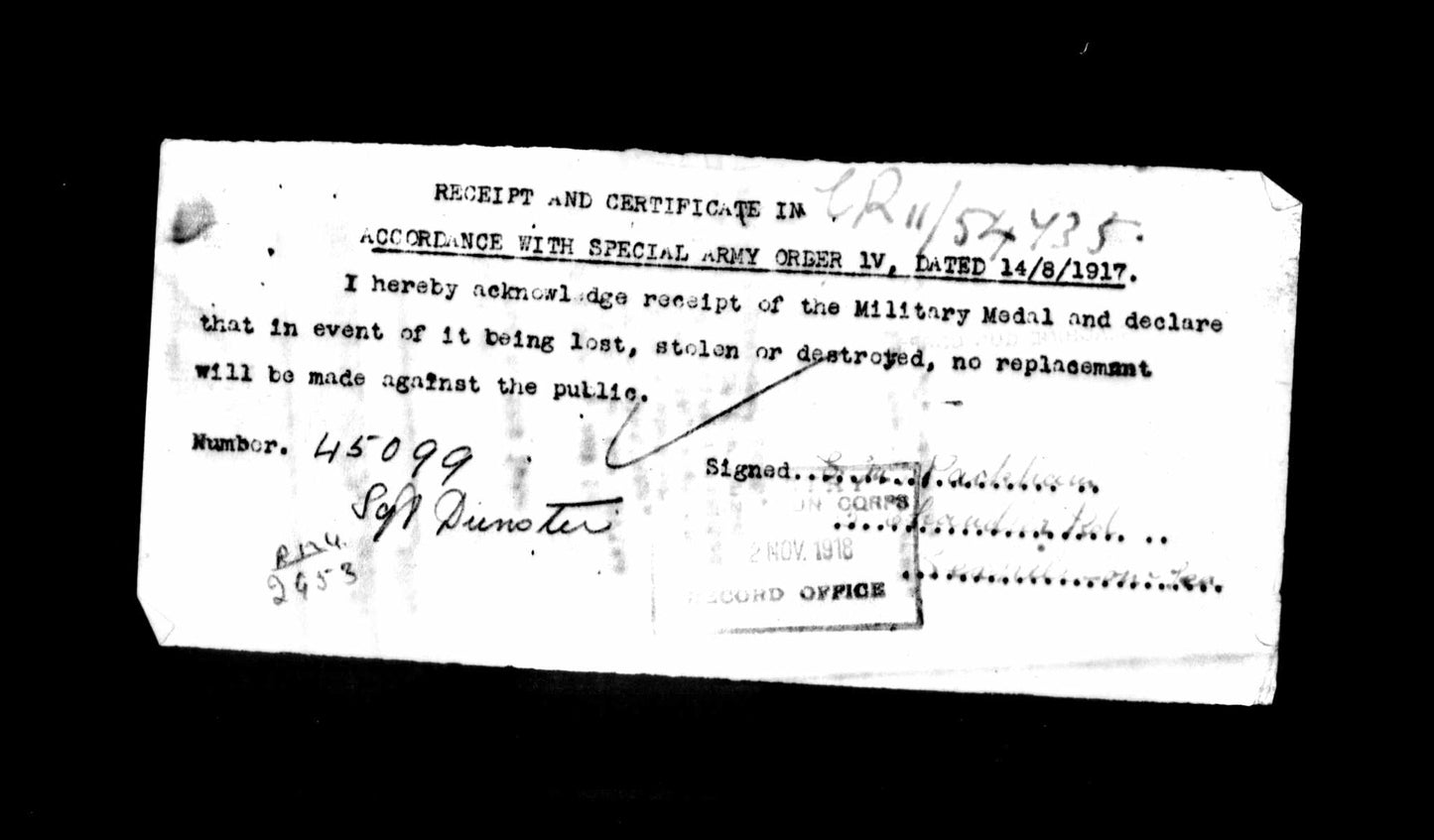 Great War MM Group 45099 Sgt A Dunster 228th Company MGC