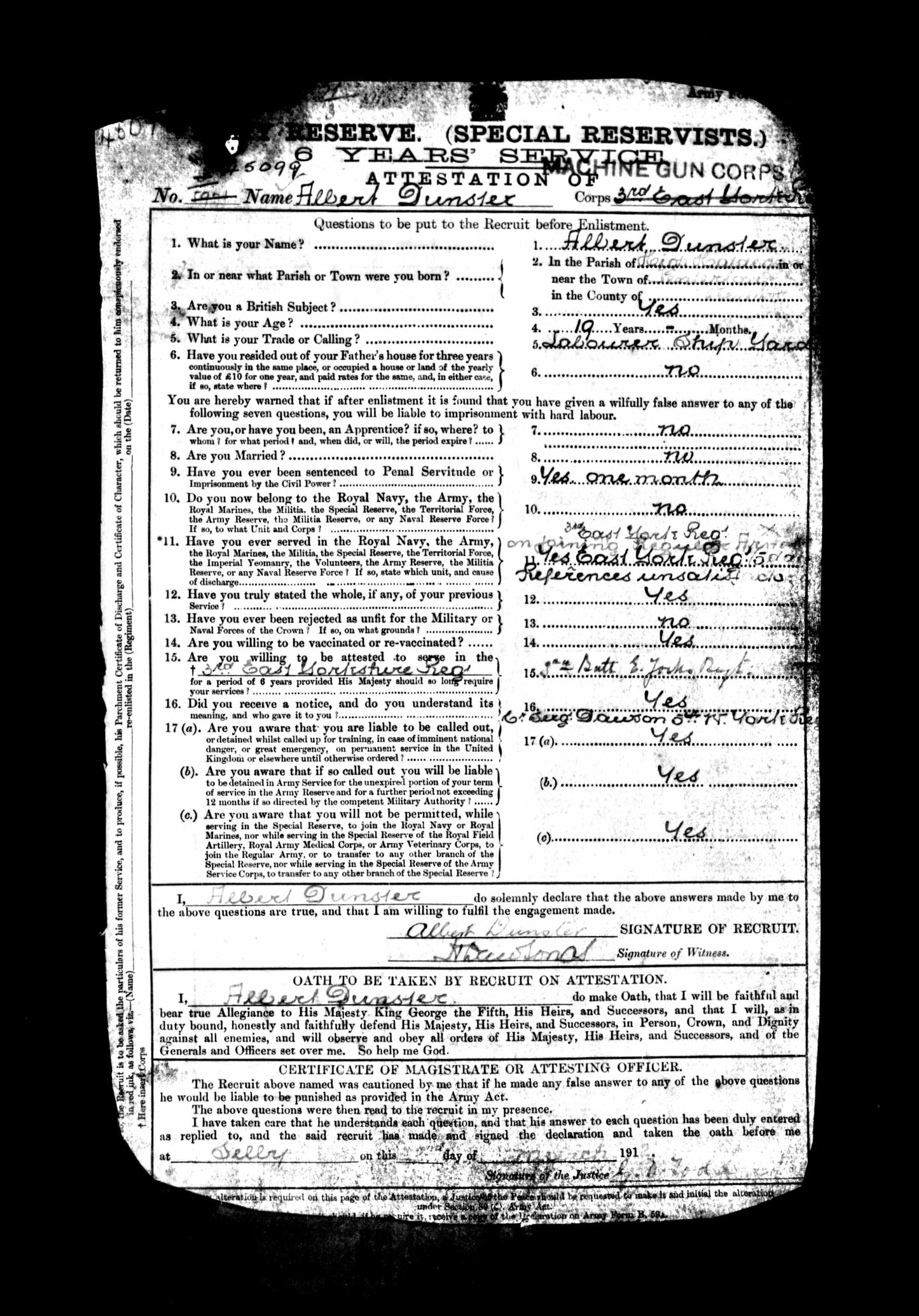Great War MM Group 45099 Sgt A Dunster 228th Company MGC