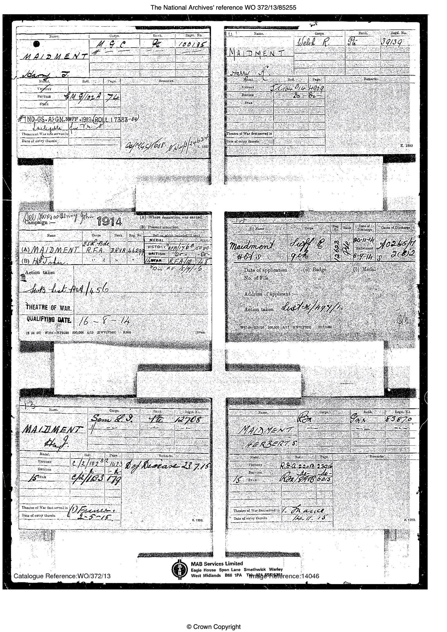 1914 star record card