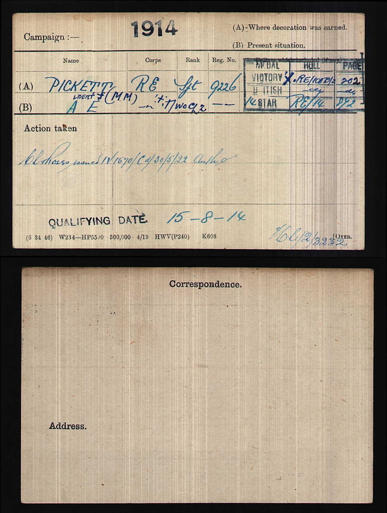 ww1 medal card