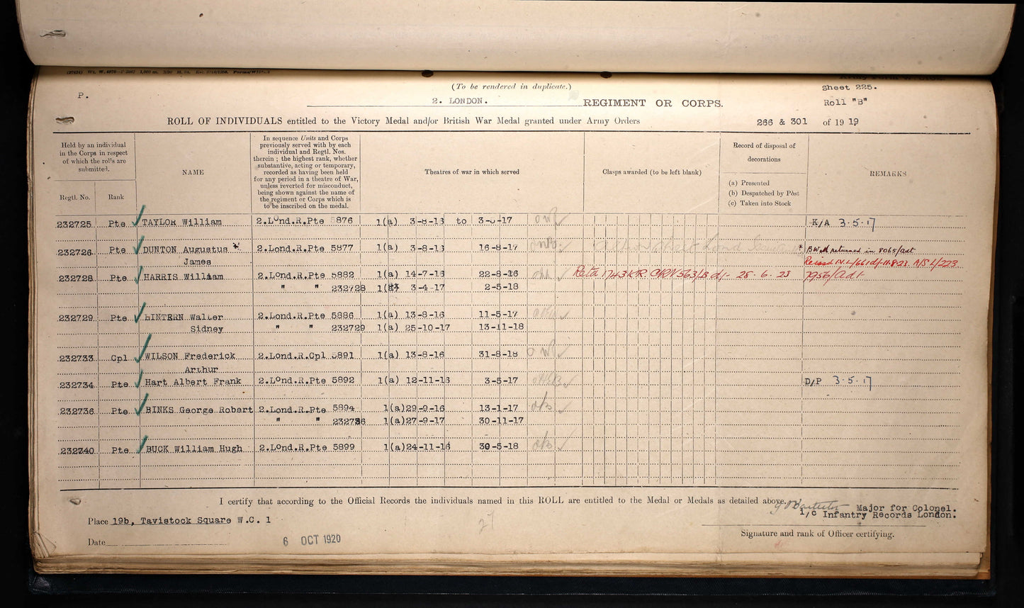 A Great War MM Group 232733 LCpl F A Wilson 1/2 Lond R