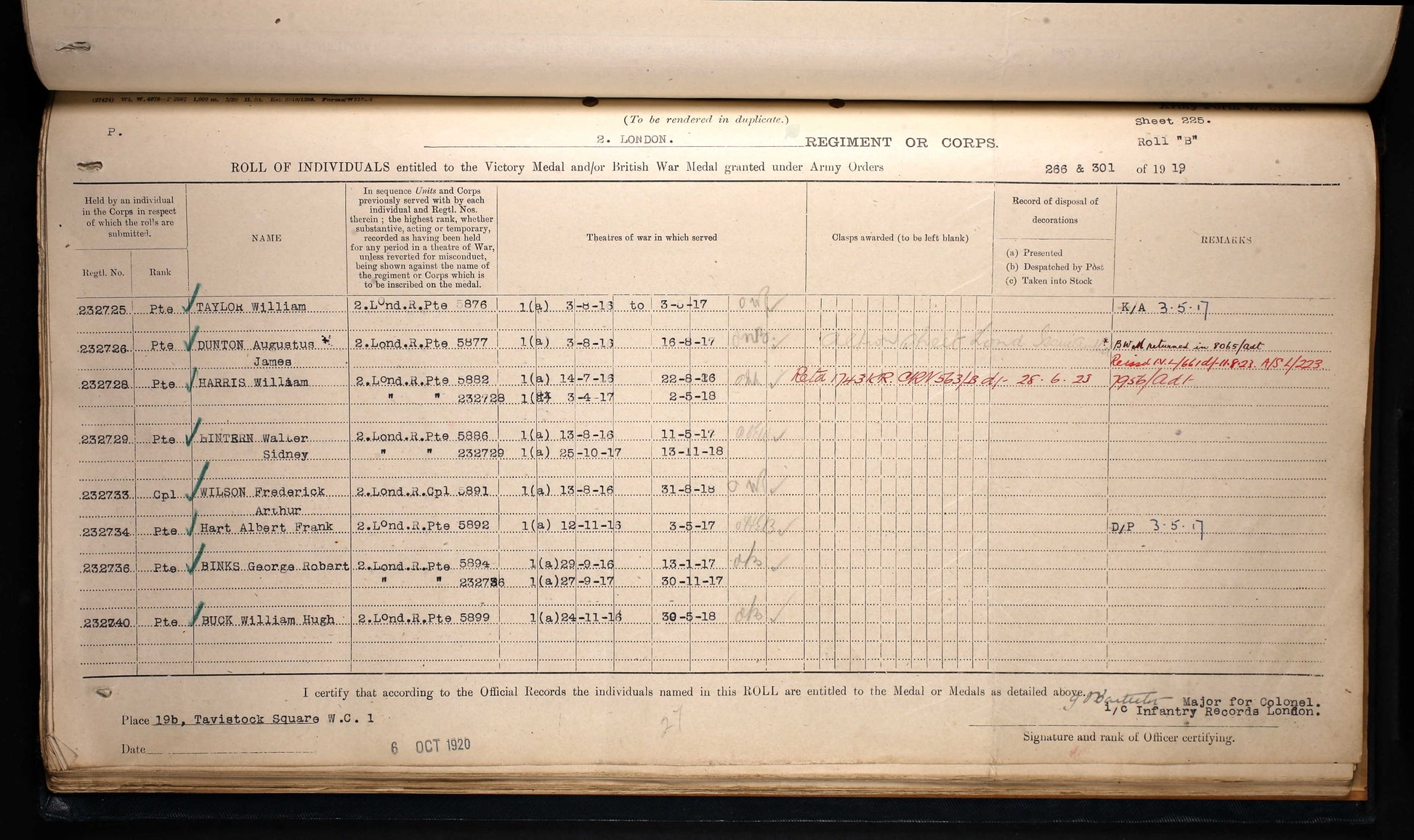 A Great War MM Group 232733 LCpl F A Wilson 1/2 Lond R
