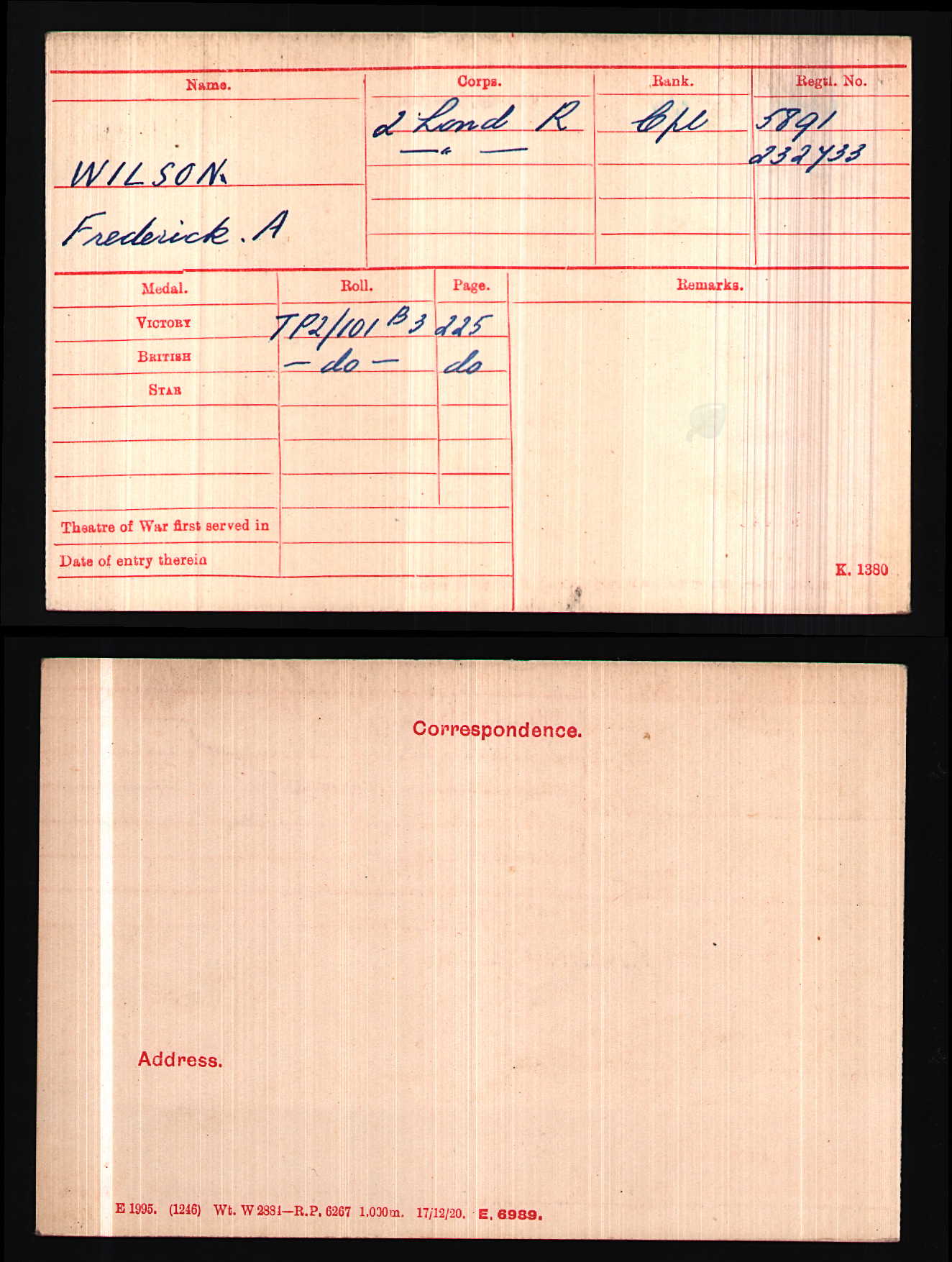 A Great War MM Group 232733 LCpl F A Wilson 1/2 Lond R