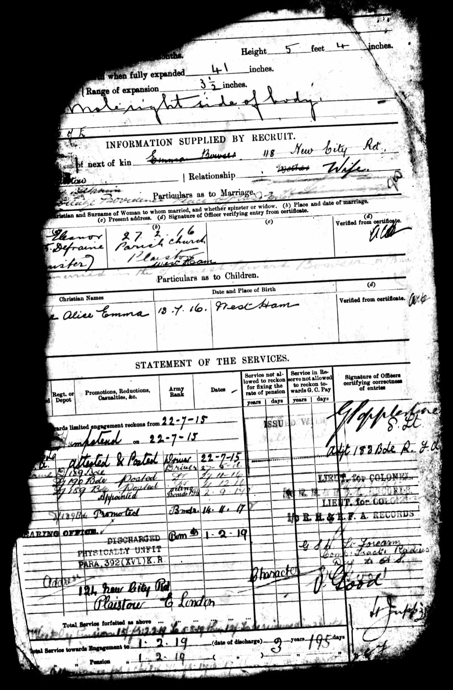 A Great War MM Group 36449 Bmdr E Bowser 189 Brigade RFA