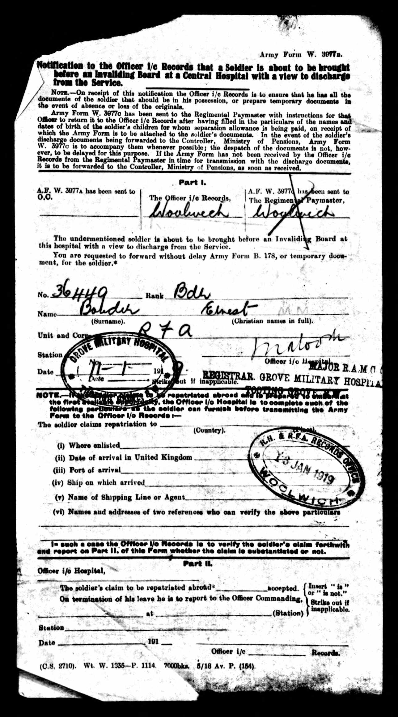 A Great War MM Group 36449 Bmdr E Bowser 189 Brigade RFA