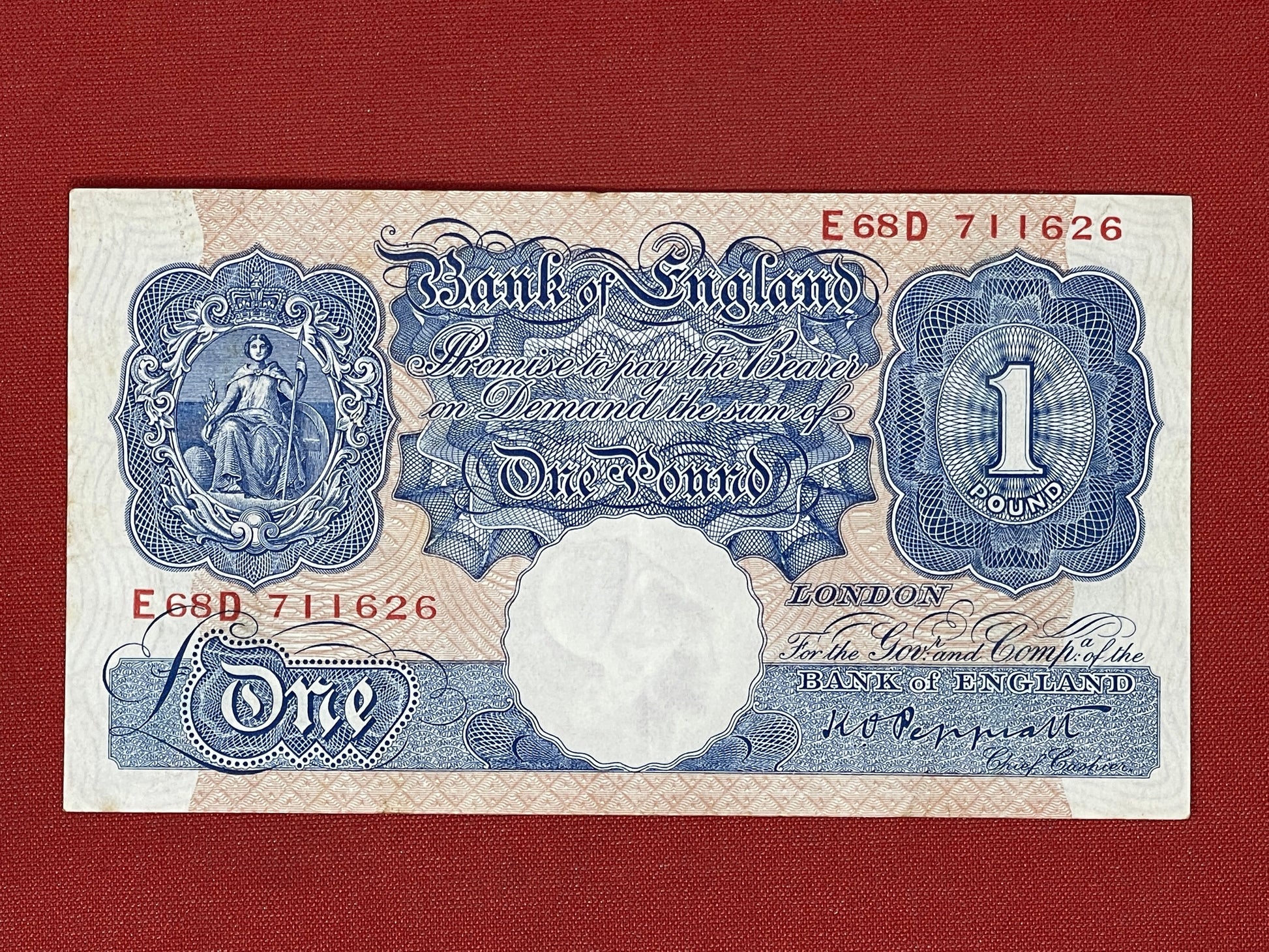 K.O. Peppiatt, One Pound, 40D 307818 ( Dugg. B.249 ) Emergency Issue Banknote 29th March 1940