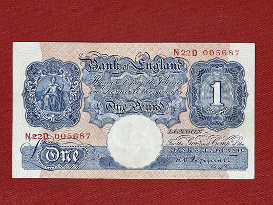 K.O. Peppiatt, One Pound, N22D005687 ( Dugg. B.249 ) Emergency Issue Banknote 29th March 1940