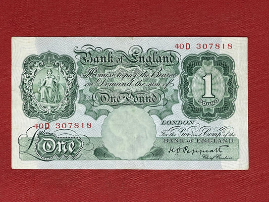 K.O. Peppiatt, One Pound, 40D 307818 ( Dugg. B.238 ) Series "A" Britannia